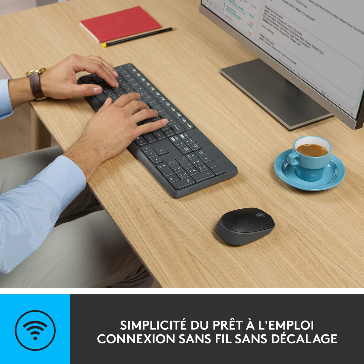 LOGITECH MK235 wireless Keyboard + Mouse Combo Grey FRA