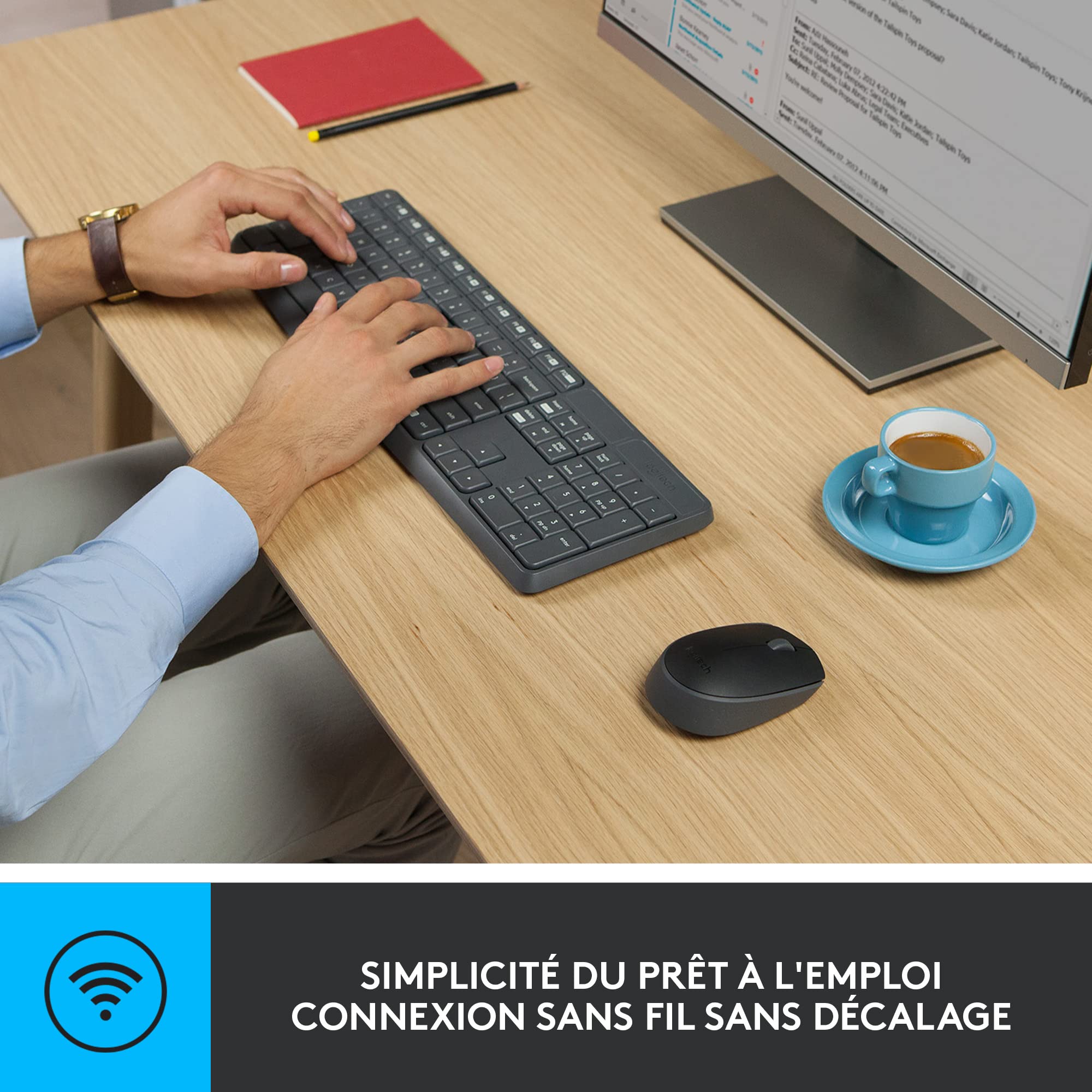 LOGITECH MK235 wireless Keyboard + Mouse Combo Grey FRA