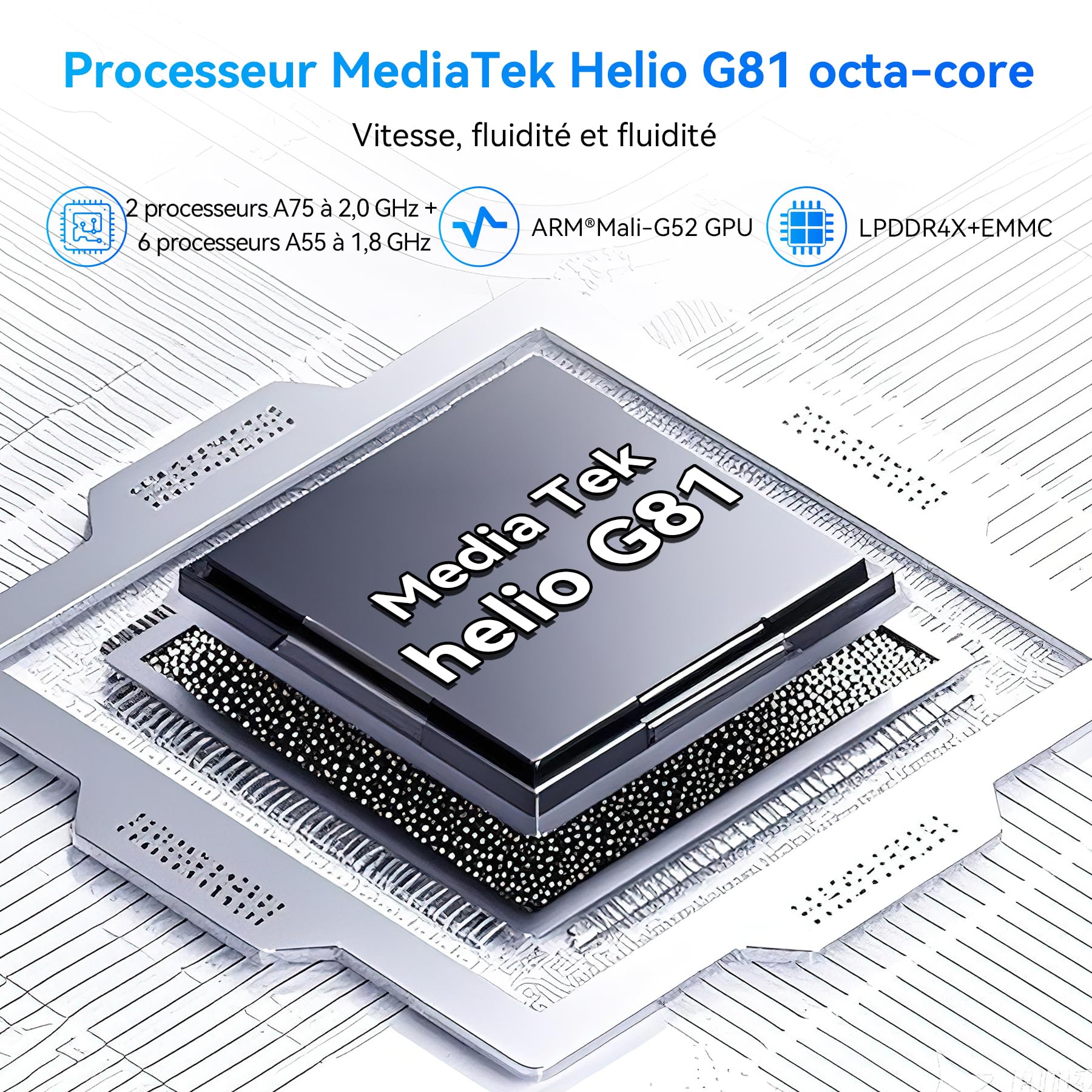 Blackview Color 6 (Double Sim - 6.67''- 256 Go, 8 Go RAM) Bleu