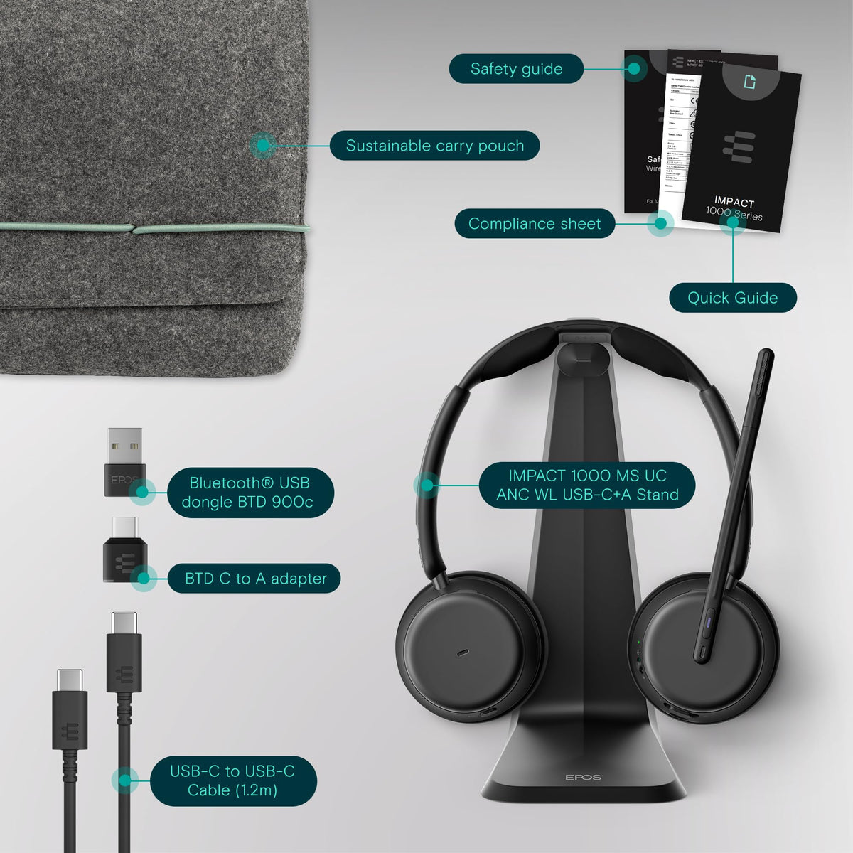 IMPACT 1000 MS UC ANC WL USB-C+A Stand