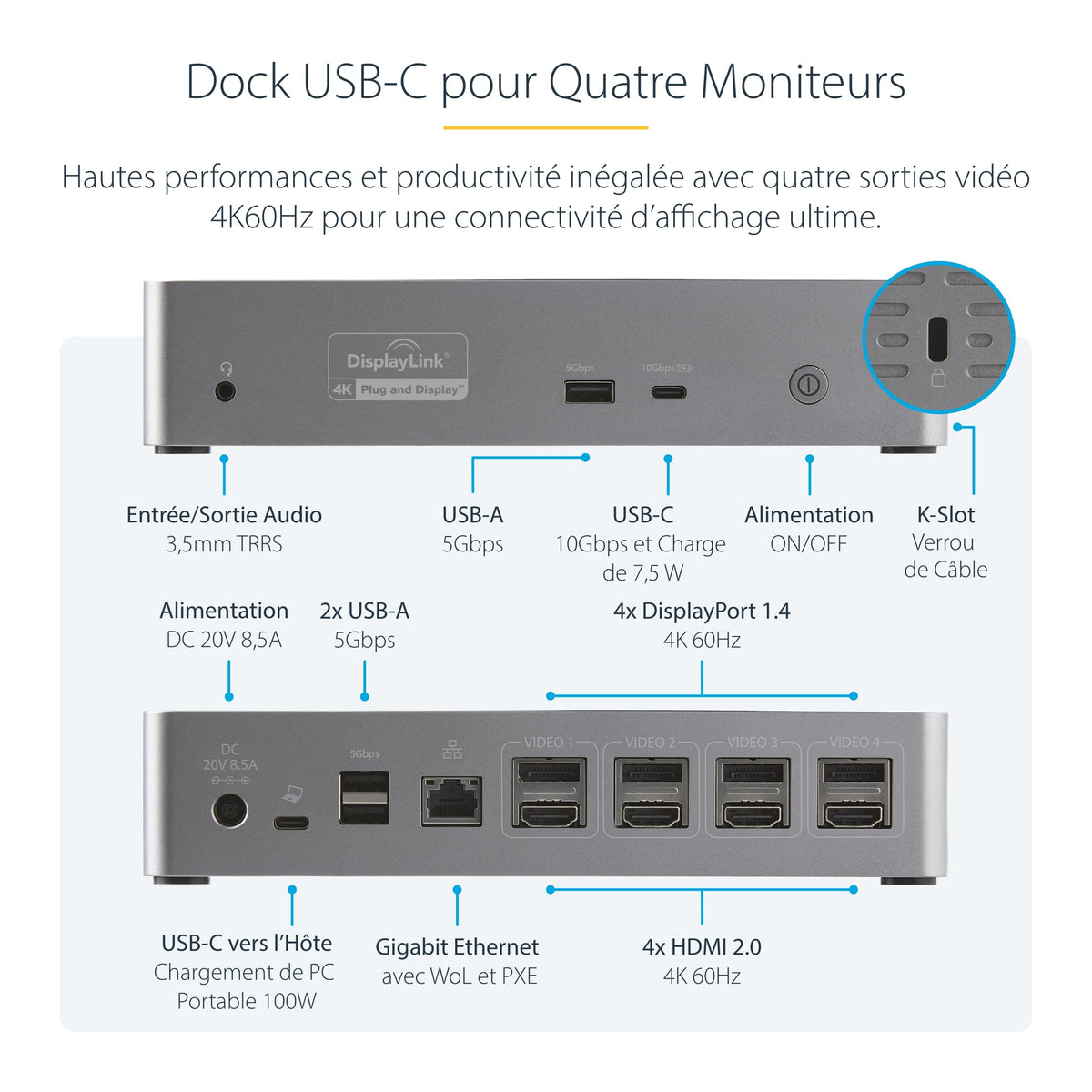 USB-C Dock - 4K Quad Monitor - 100W PD