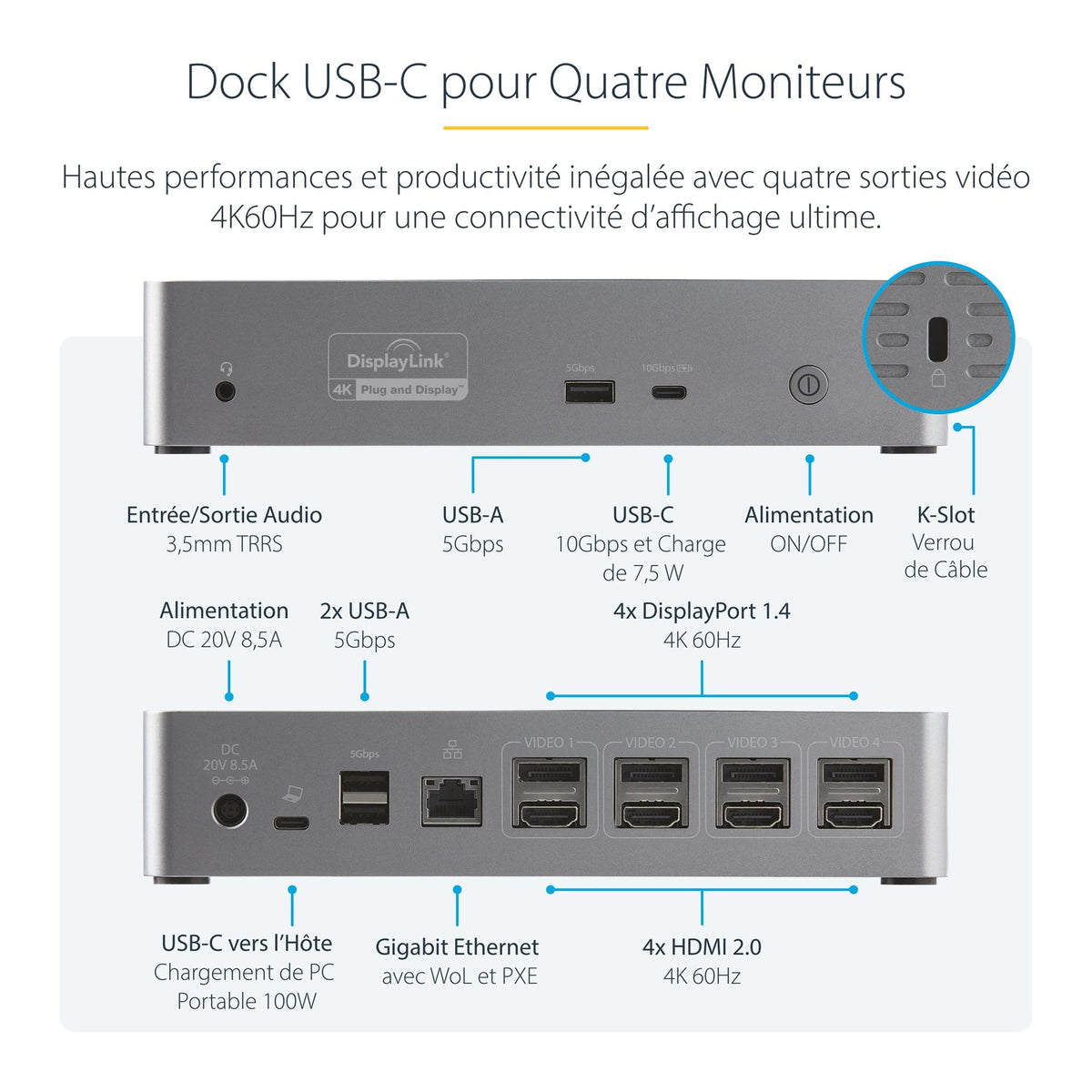 USB-C Dock - 4K Quad Monitor - 100W PD