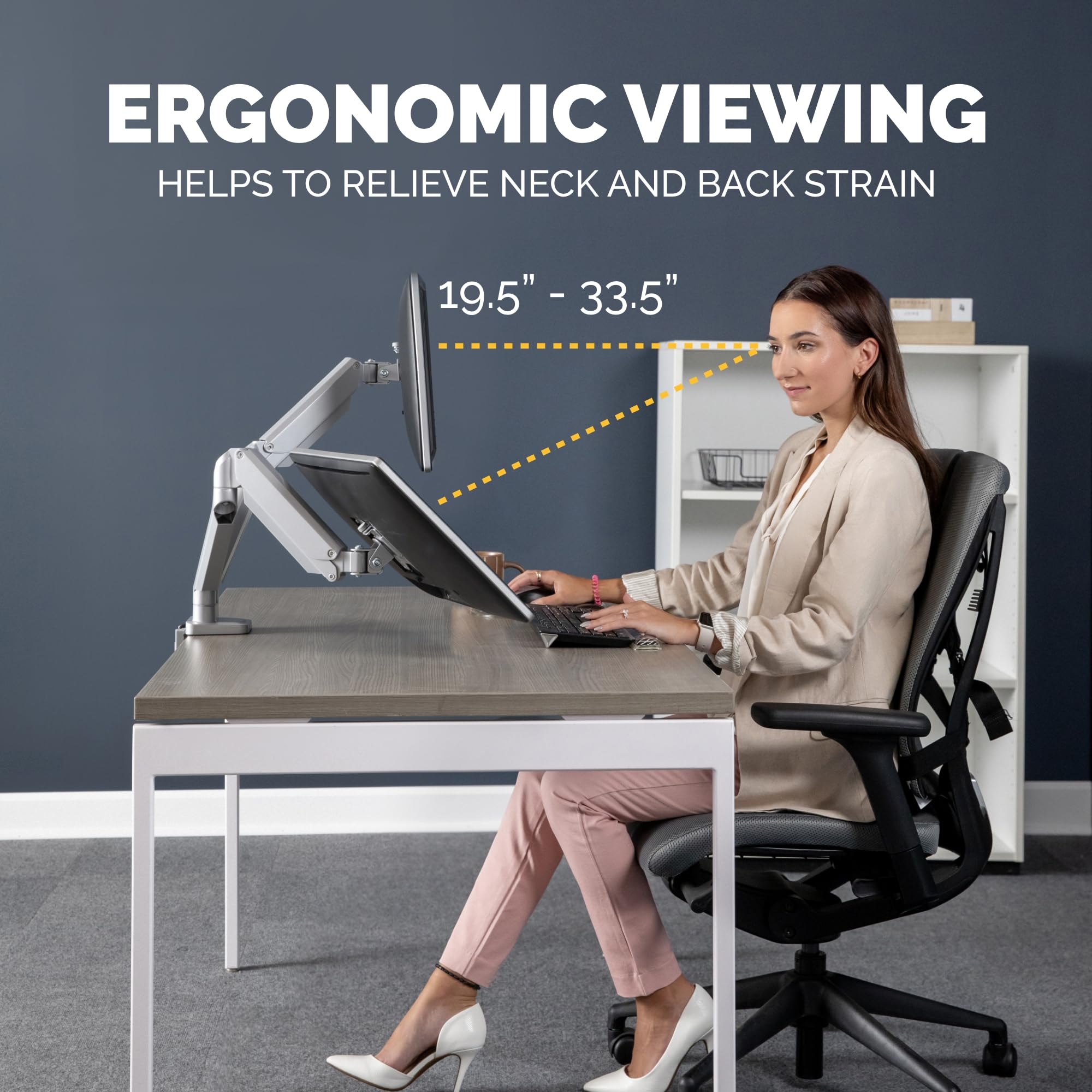 FELLOWES Bras Porte-Ecrans Double Gris Platinum Series