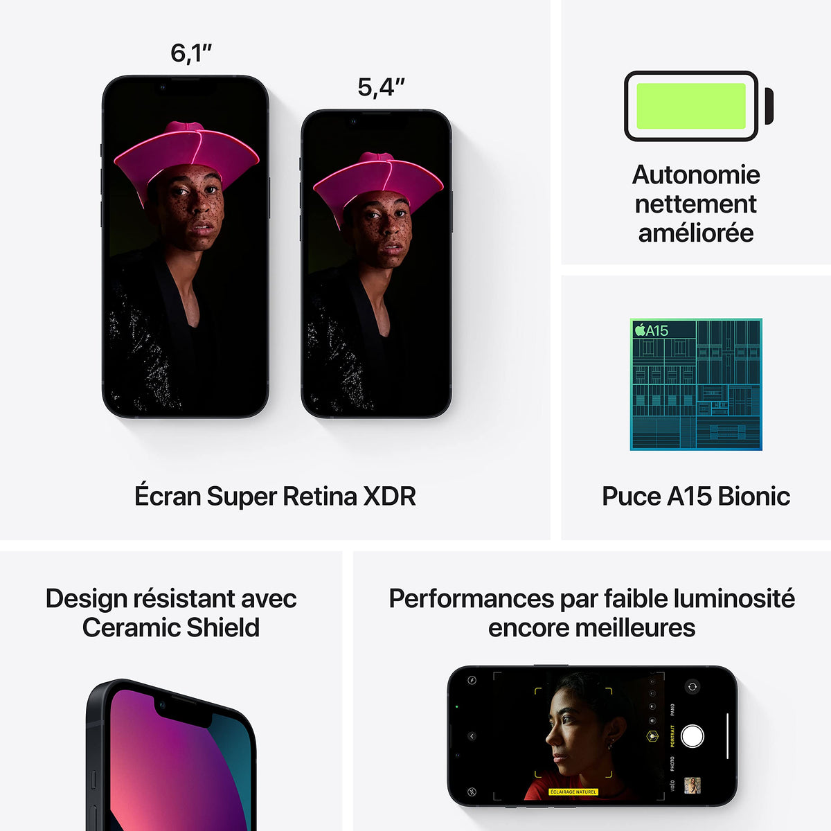 iPhone 13 (6.1" - 128 Go, 4 Go RAM) Noir