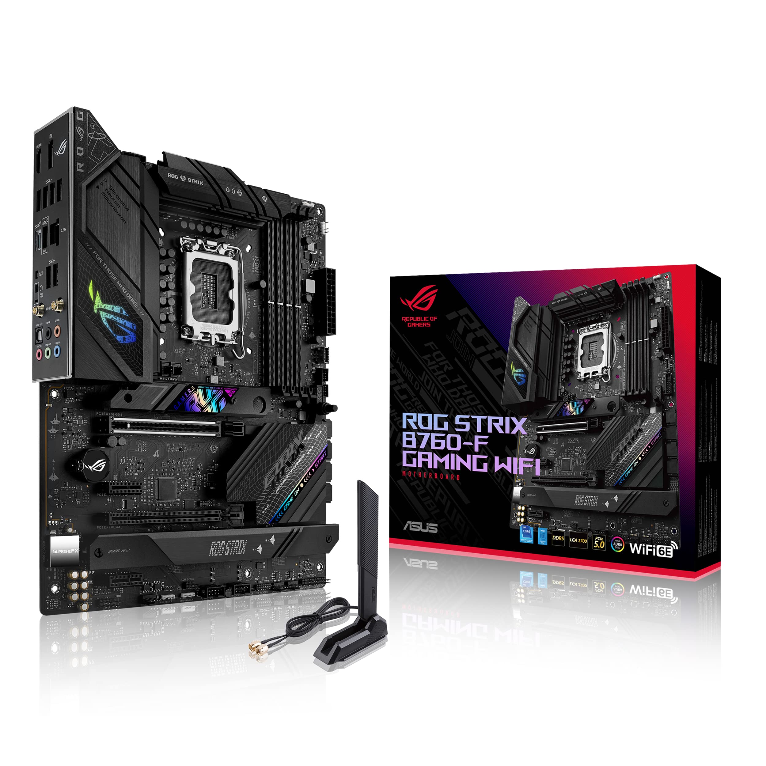 ASUS ROG STRIX B760-F GAMING WIFI LGA 1700 4xDDR5 ATX 4xSATA MB 1xHDMI 2.1 1xDP 1.4 3xM.2