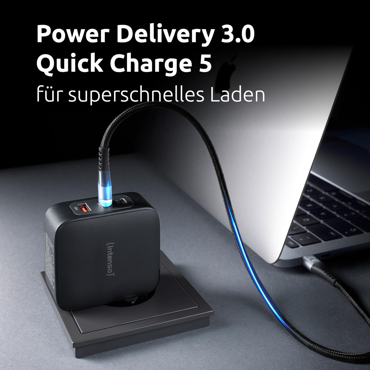 CHARGEUR SECTEUR USB TYPE C 100 W AVEC CORDON 2,0 M