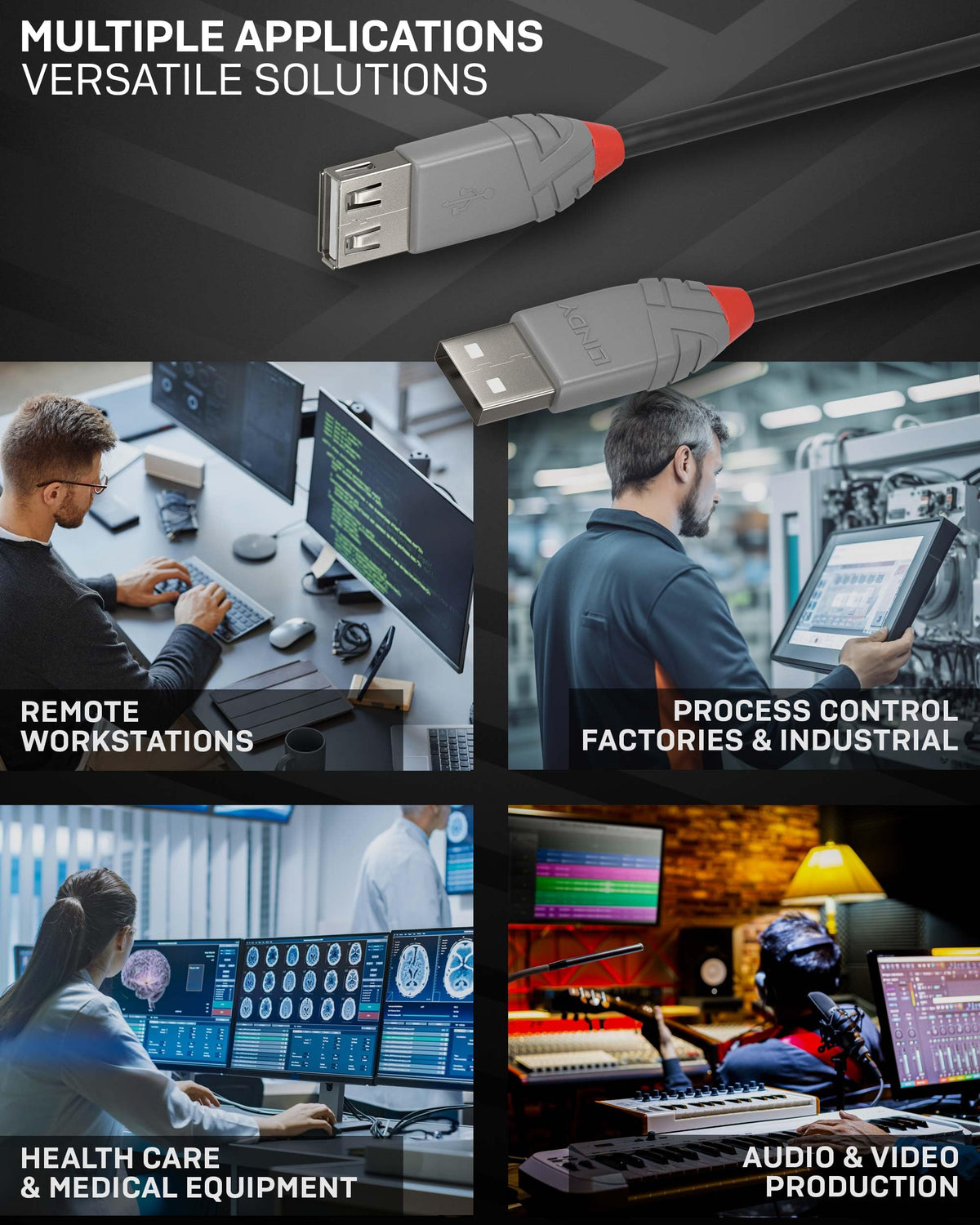 LINDY Rallonge USB 2.0 type A Anthra Line 3m