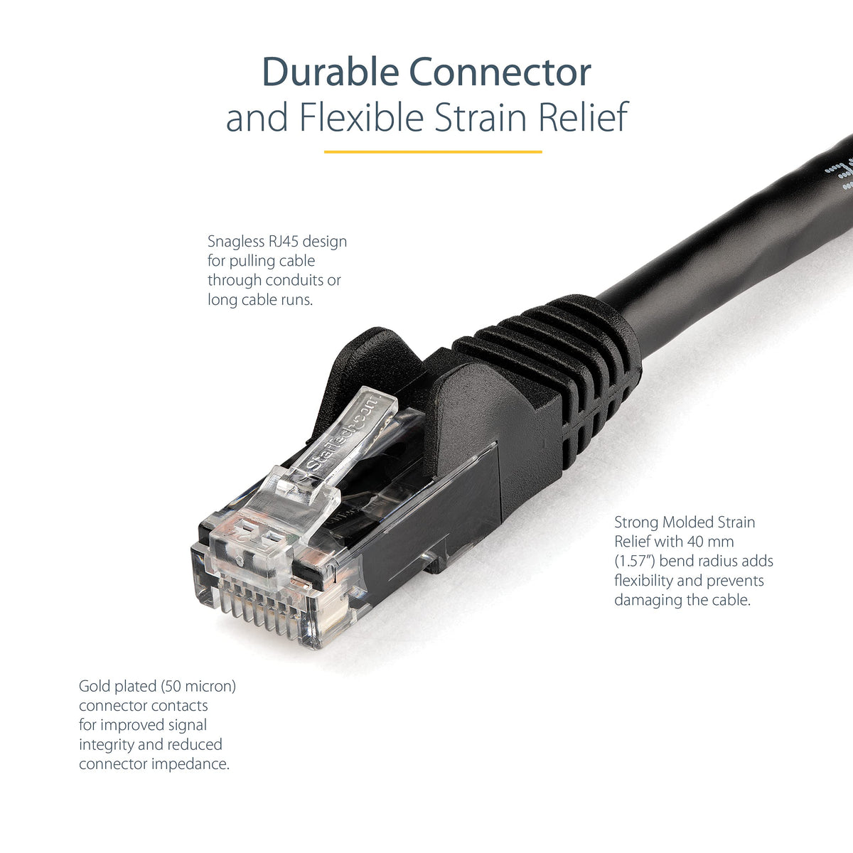 0.5m Black Snagless Cat6 UTP Patch Cable