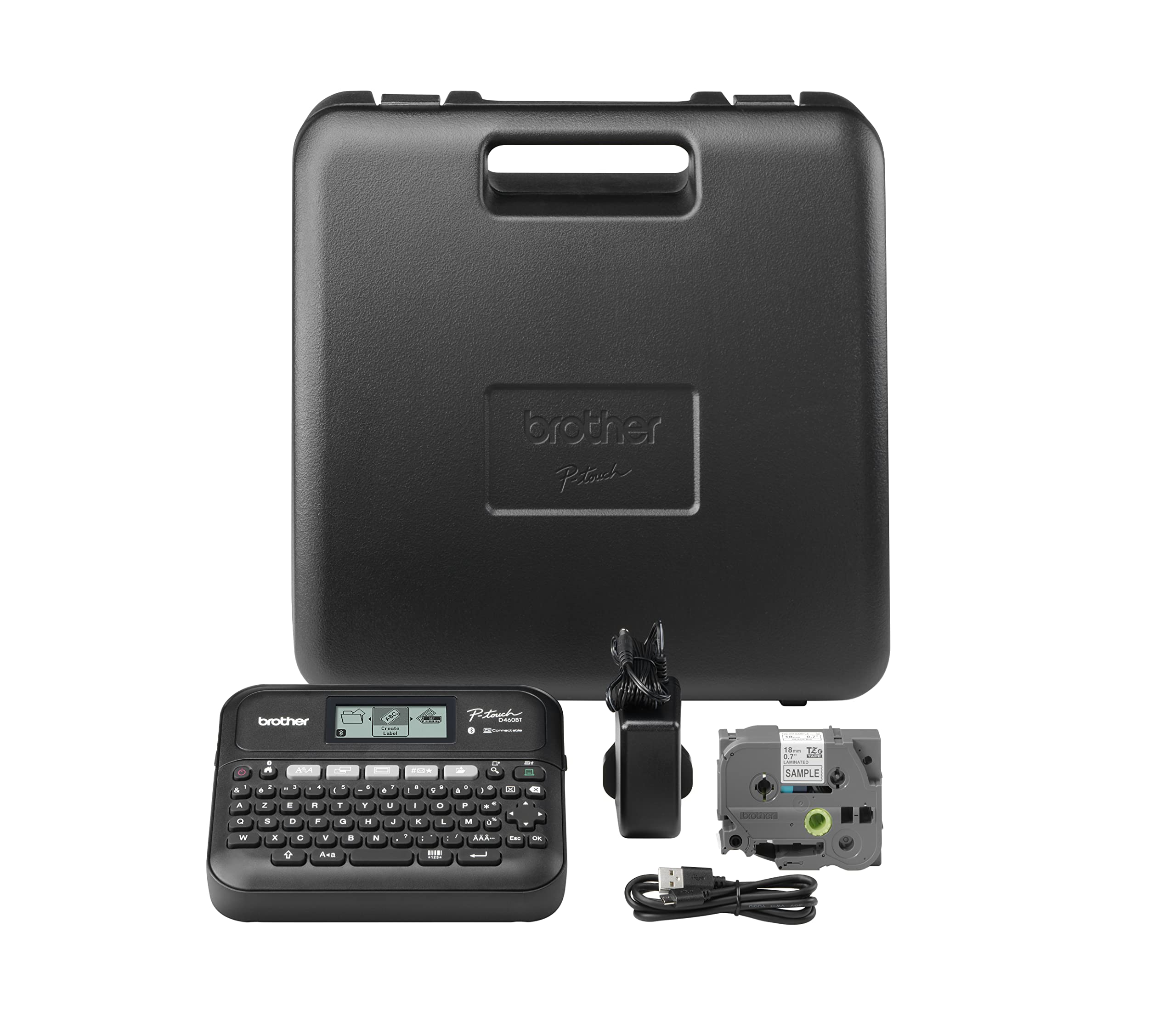 BROTHER PT-D460BTVP Etiqueteuse professionnelle Bluetooth 18mm avec mallette de transport adaptateur secteur un ruban TZe 4m câble