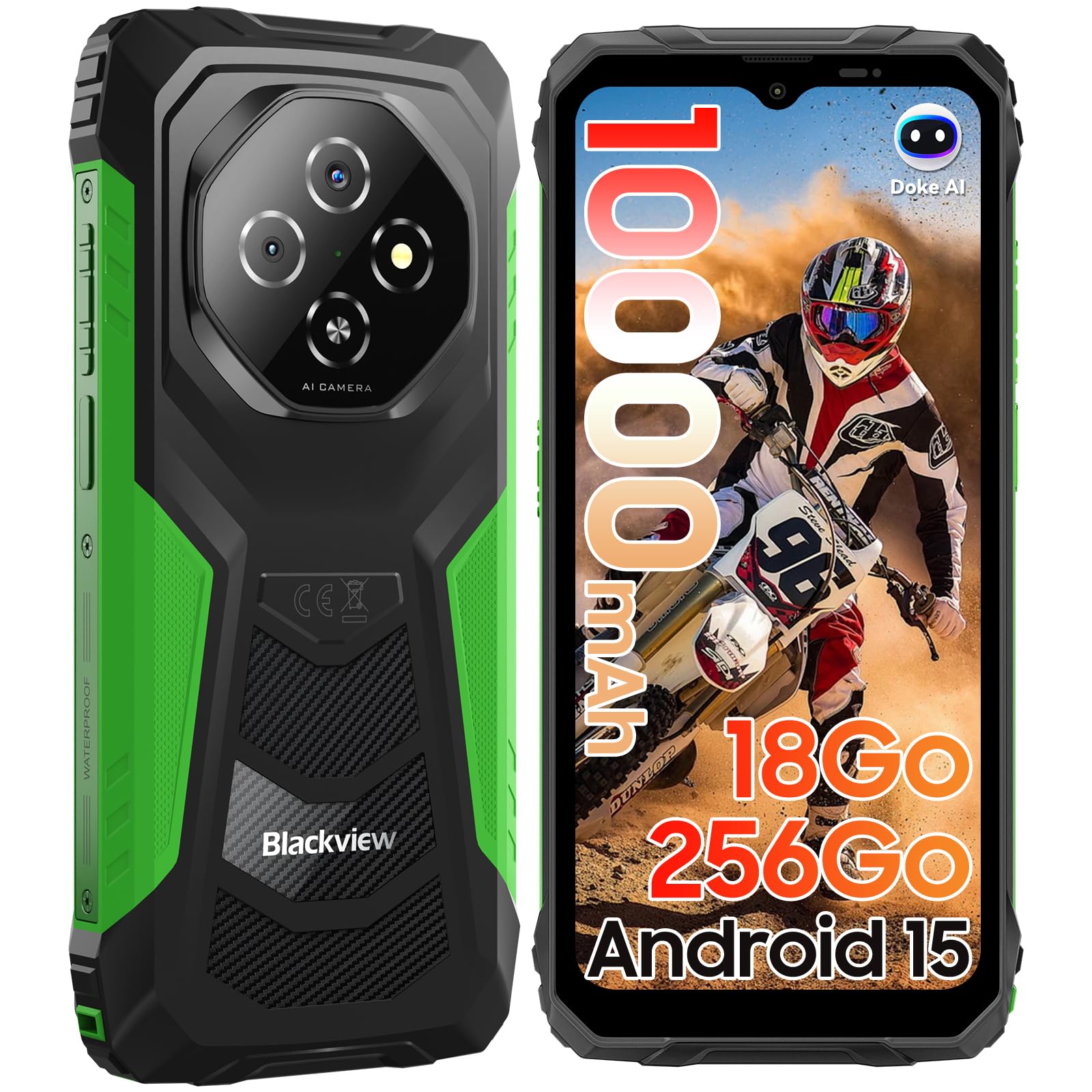 Blackview FORT 1 (6.56'' -  NFC - 256 Go, 6 Go de RAM - 10000mAh) Vert