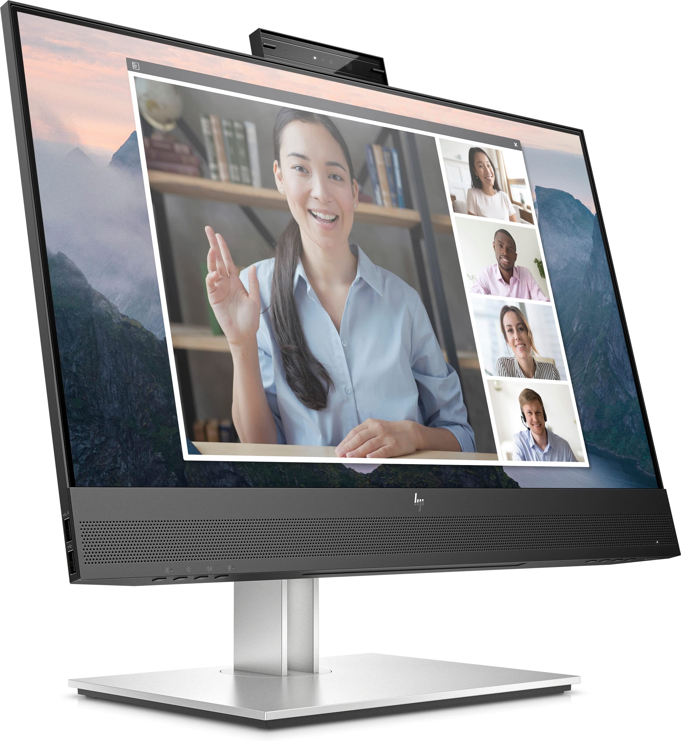 HP Écran de conférence E24mv G4 FHD avec webcam IR 5Mpx 23.8p Moniteur 24 FHD 1920x1080 HDMI VGA USB hub DisplayPort 3/3/0