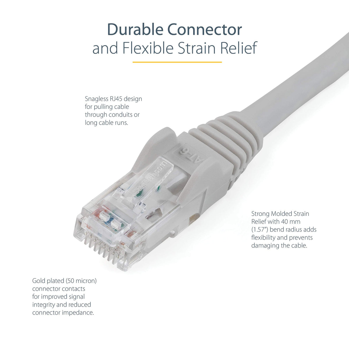 2m Gray Snagless UTP Cat6 Patch Cable