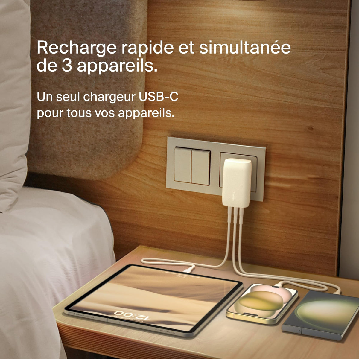 BELKIN BOOSTCHARGE 3-Port USB-C Wall Charger with PPS 67w with 100w 5A USB-C Cable