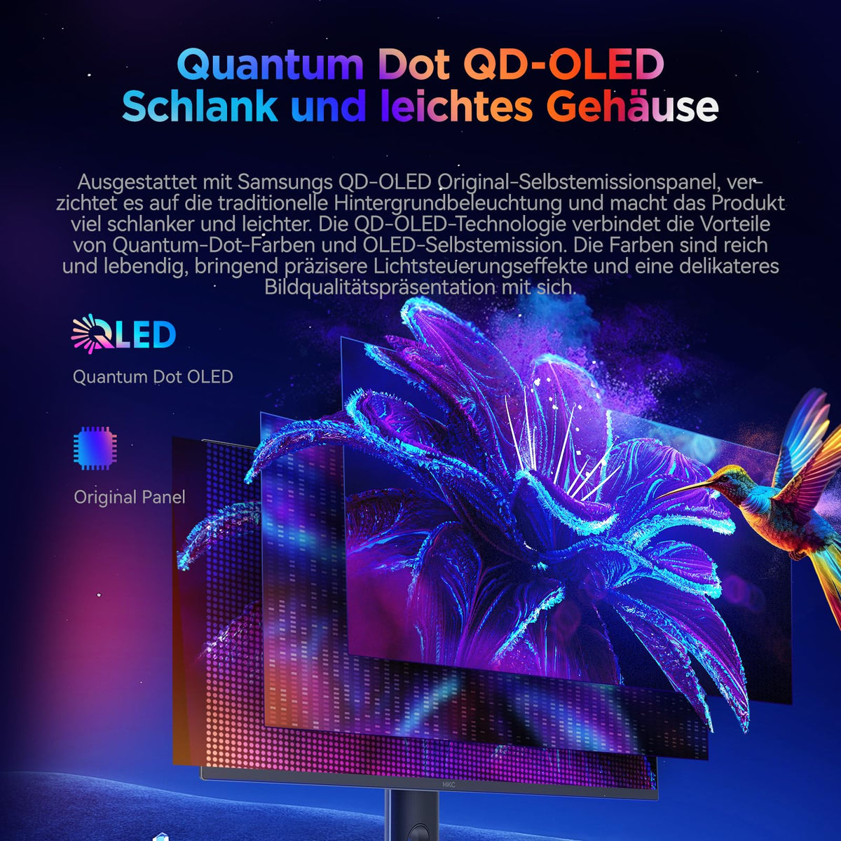 Ecran 27 HKC GS27QTS gaming 2560x1440 OLED 16:9 280Hz 1500000:1 0.03ms 250cd/m