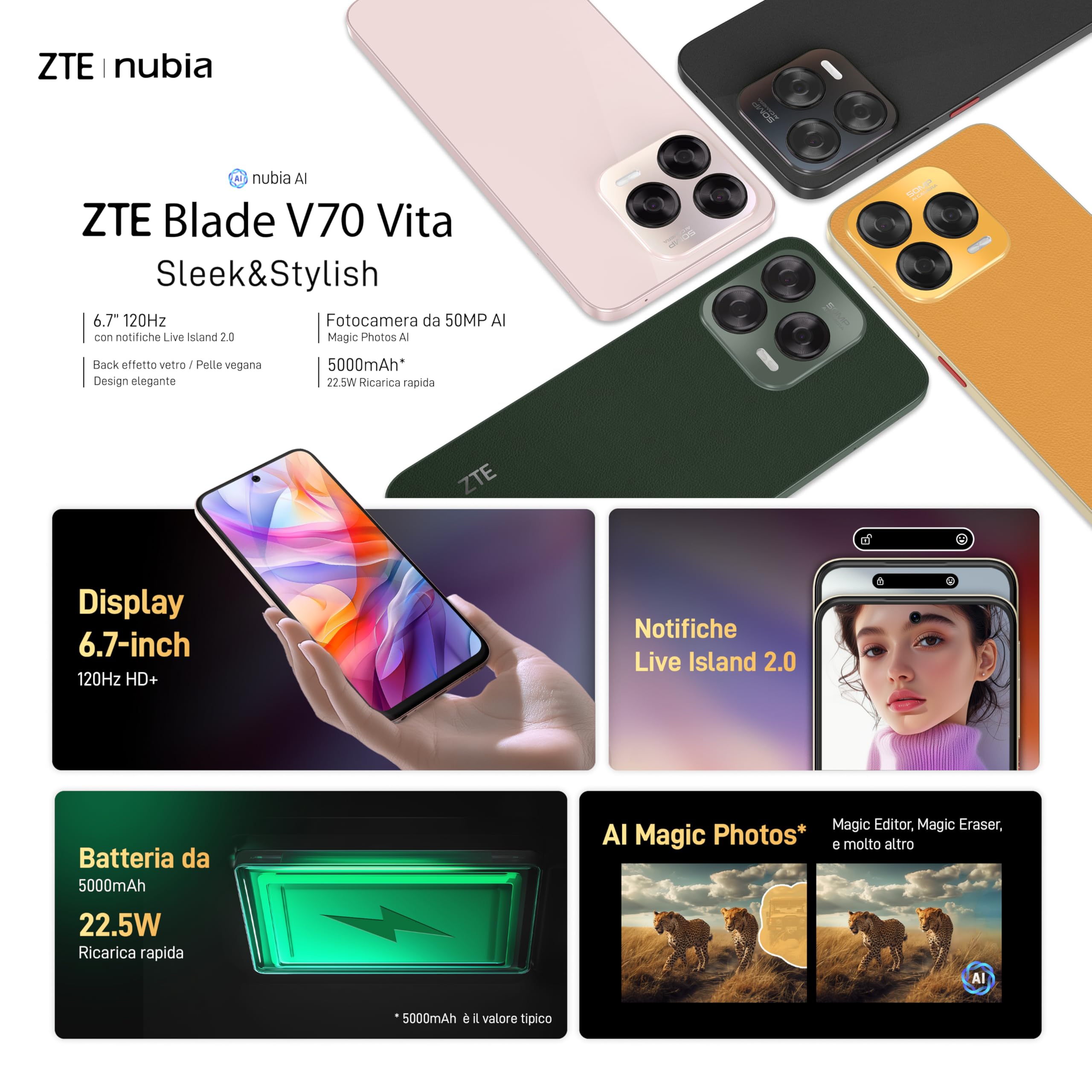 ZTE Blade V70 Vita 8+256Go Stone Gray