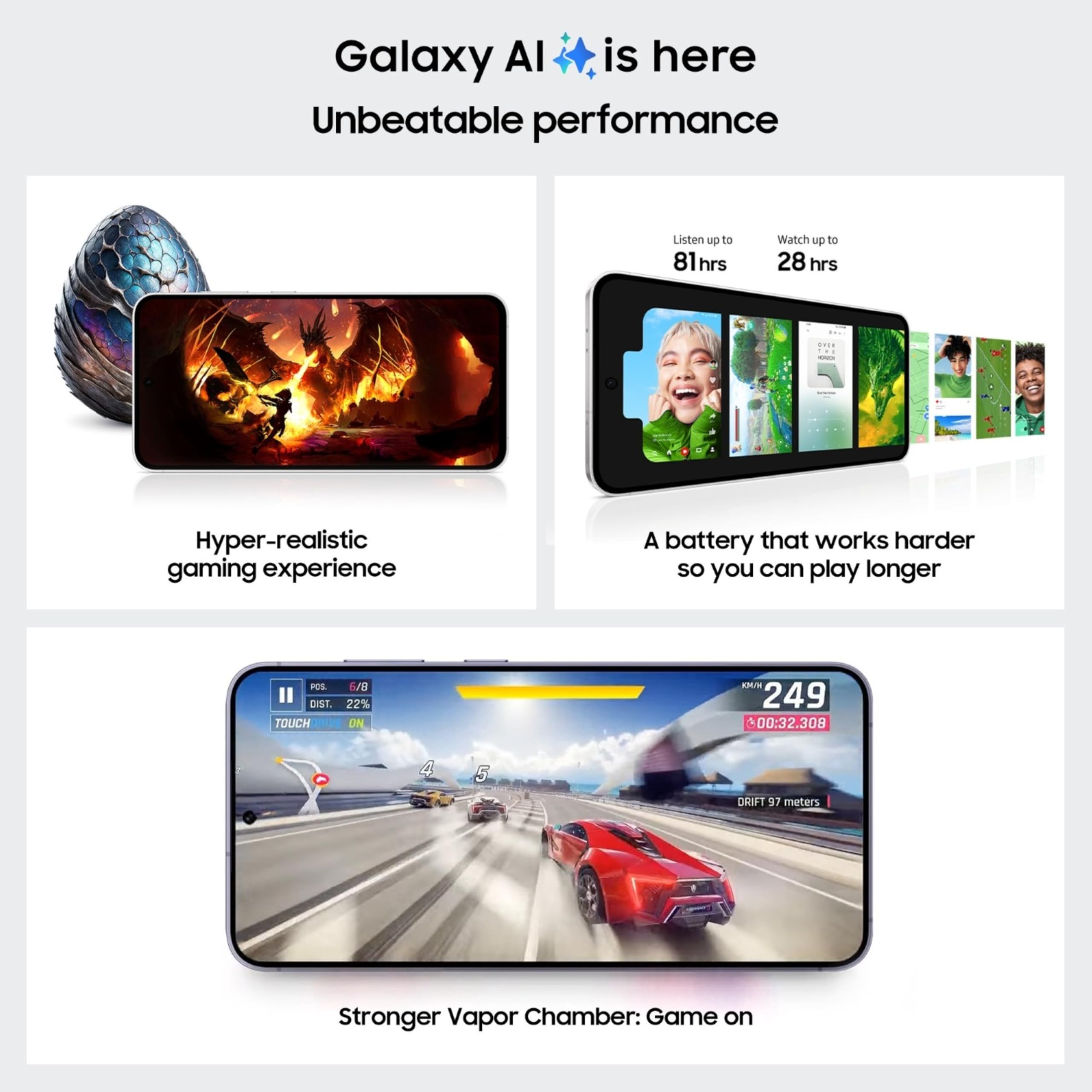 Samsung S721 Galaxy S24 FE 5G (6.7", 256 Go, 8 Go RAM - No EU, Garantie 2 ans par HEM) Argent
