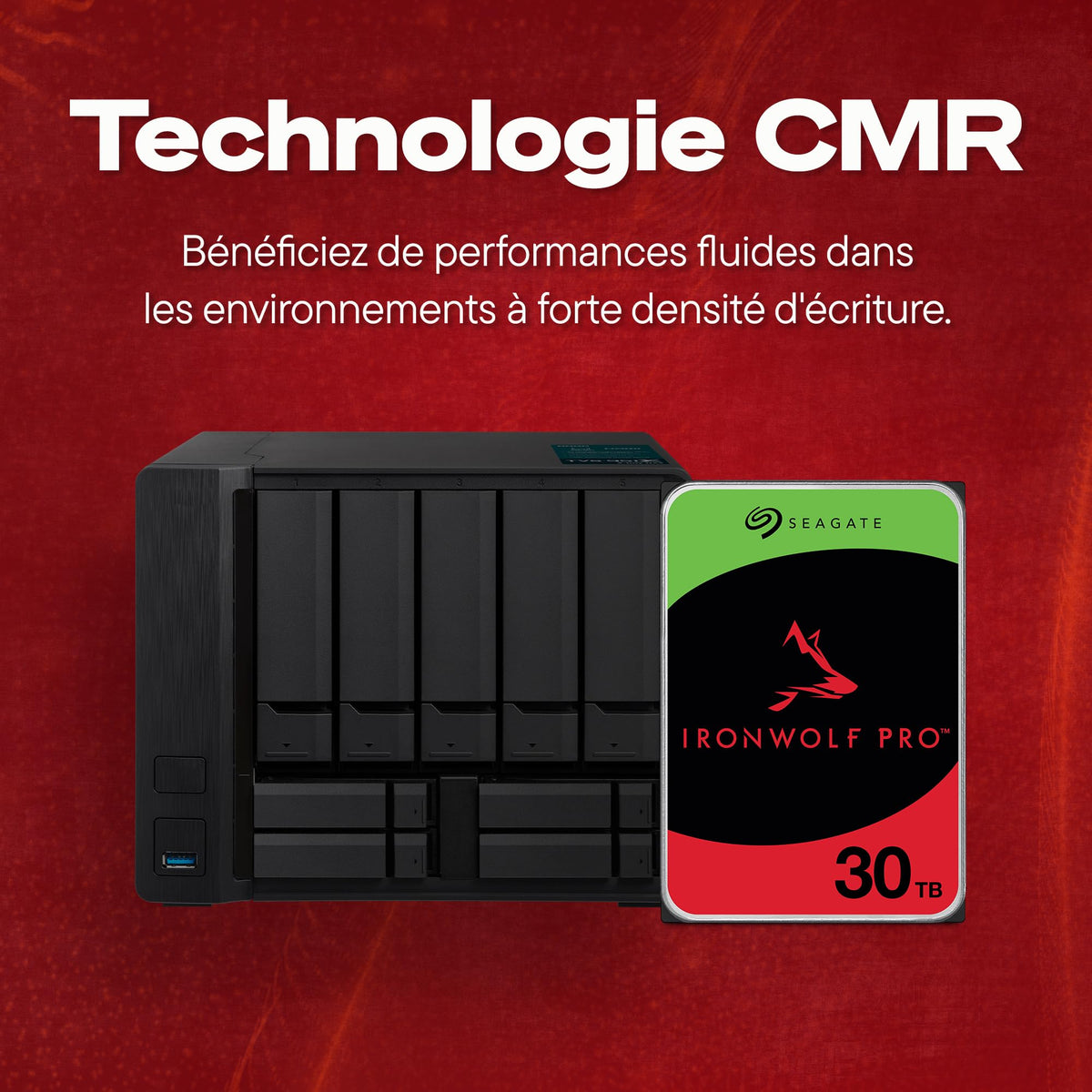 SEAGATE Ironwolf PRO Enterprise 30To 7200 tr/min 6 Gbit/s SATA 256 Mo de cache 8.9 cm 3.5 pouces 24h/24 et 7j/7 pour systèmes NAS