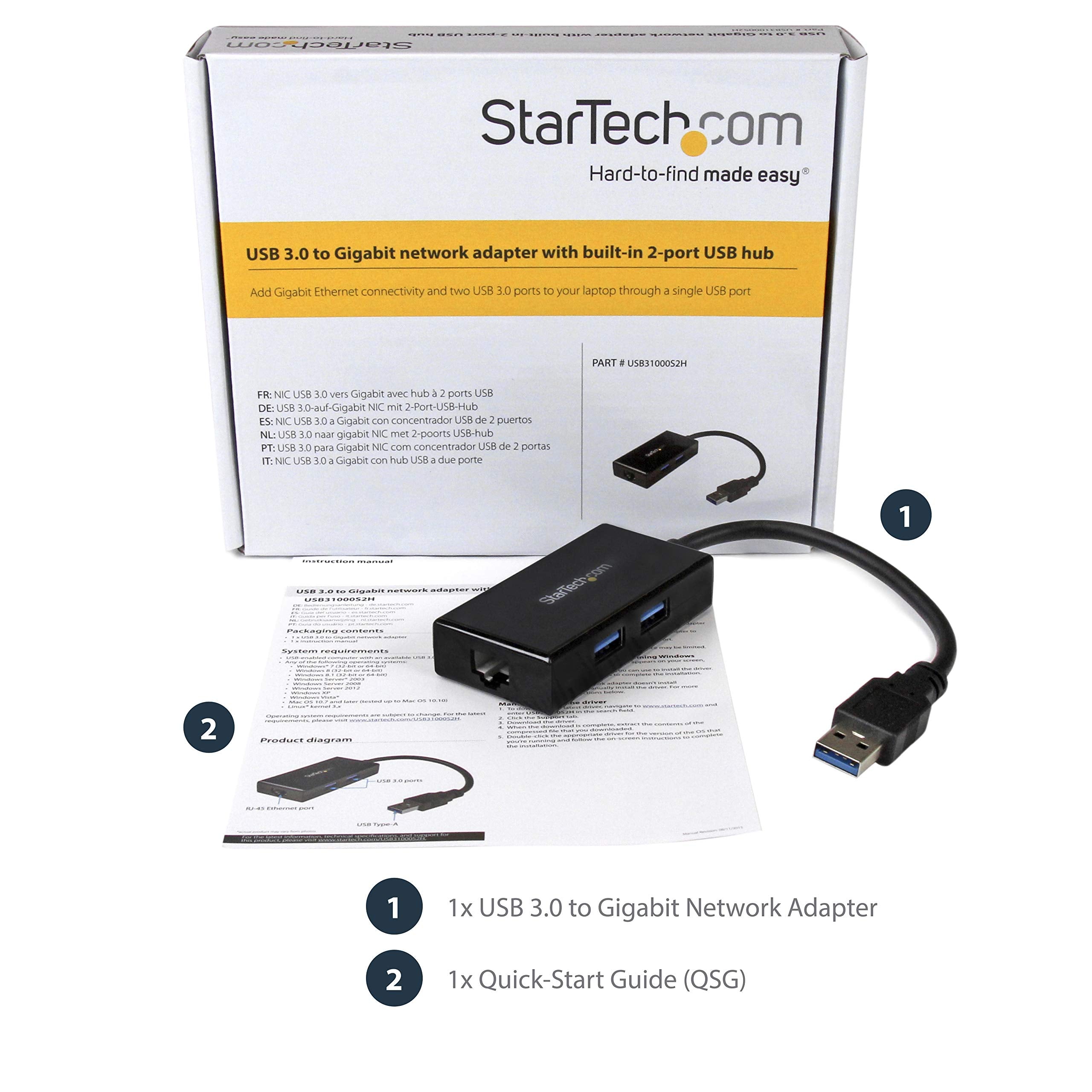 USB 3 to Gigabit Network Adapter+Hub