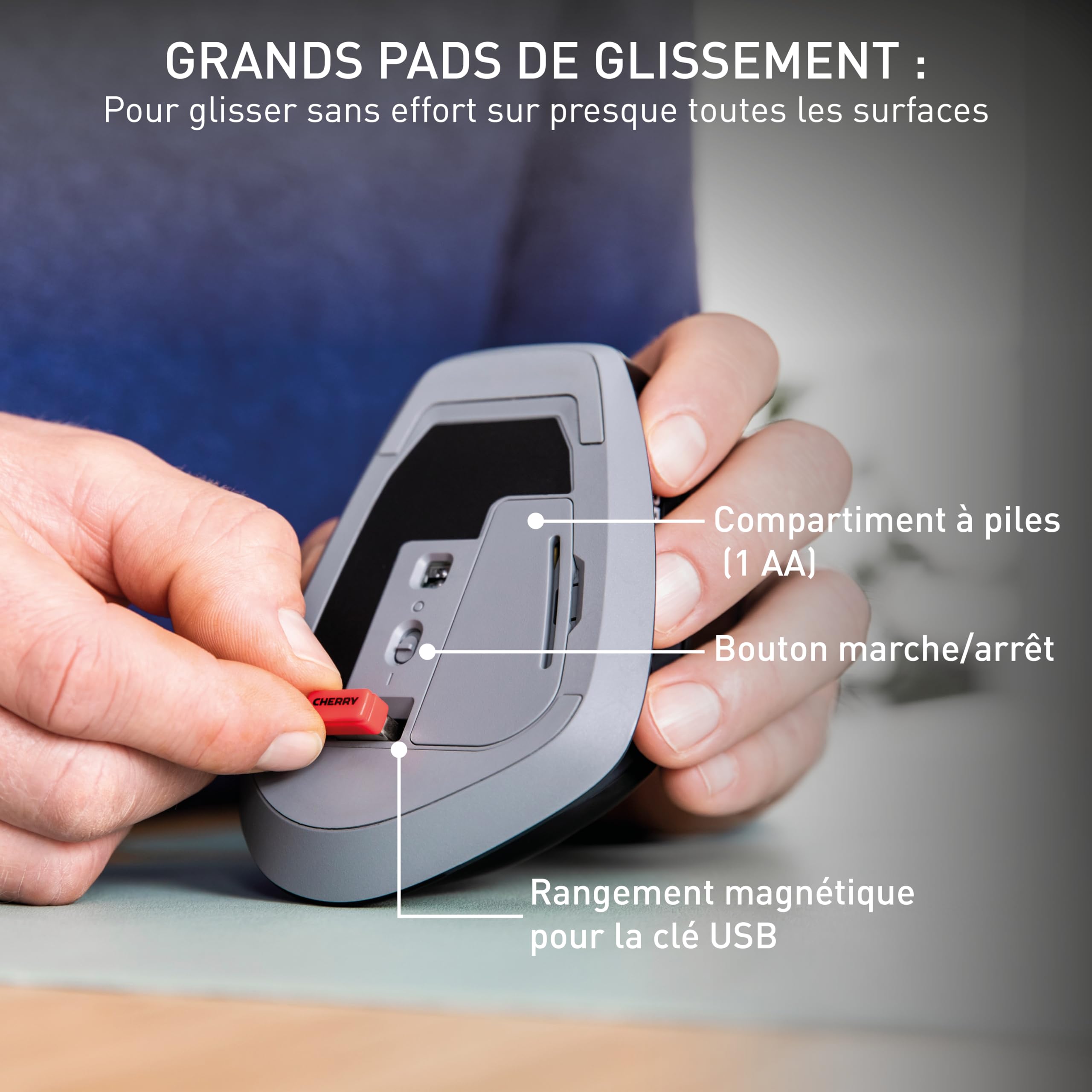 CHERRY Souris STREAM COMFORT sans fil noire