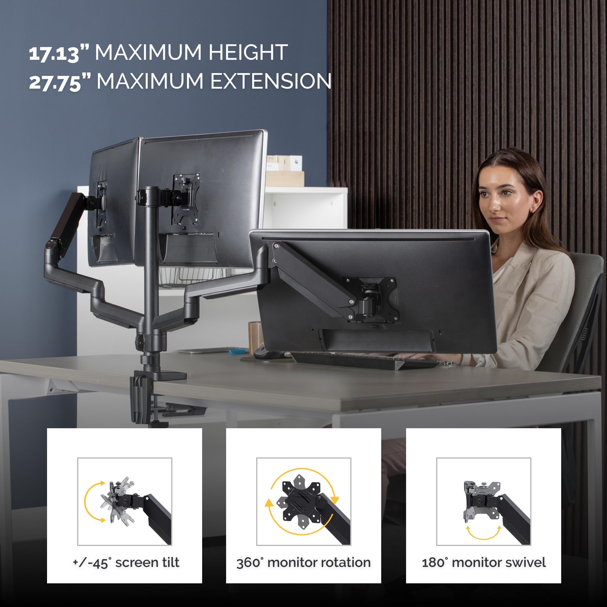 FELLOWES Bras porte-écrans triple Platinum Series