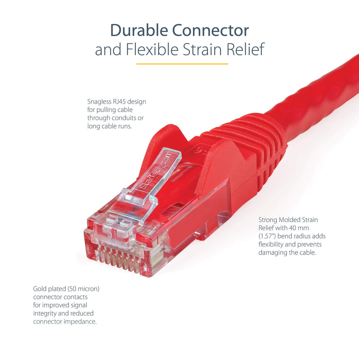 0.5m Red Snagless Cat6 Patch Cable