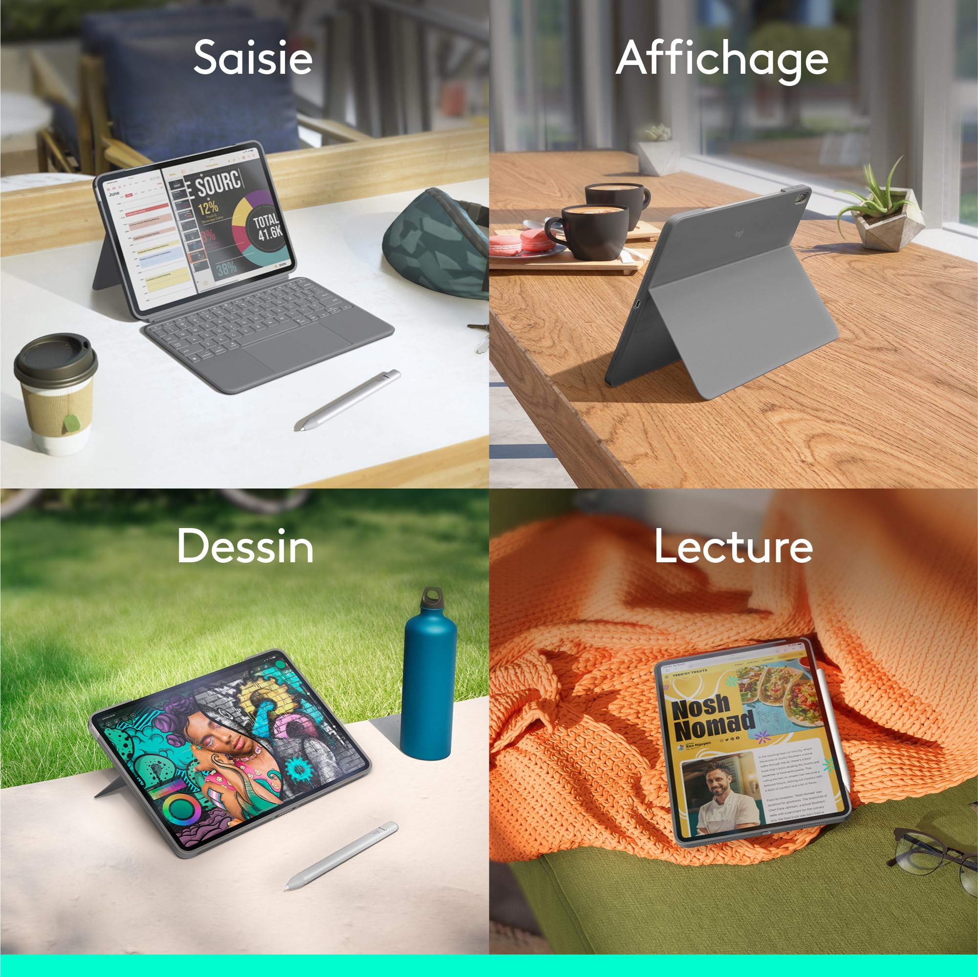 LOGITECH Combo Touch iPad Air 11p M2 OXFORD GREY (FRA)
