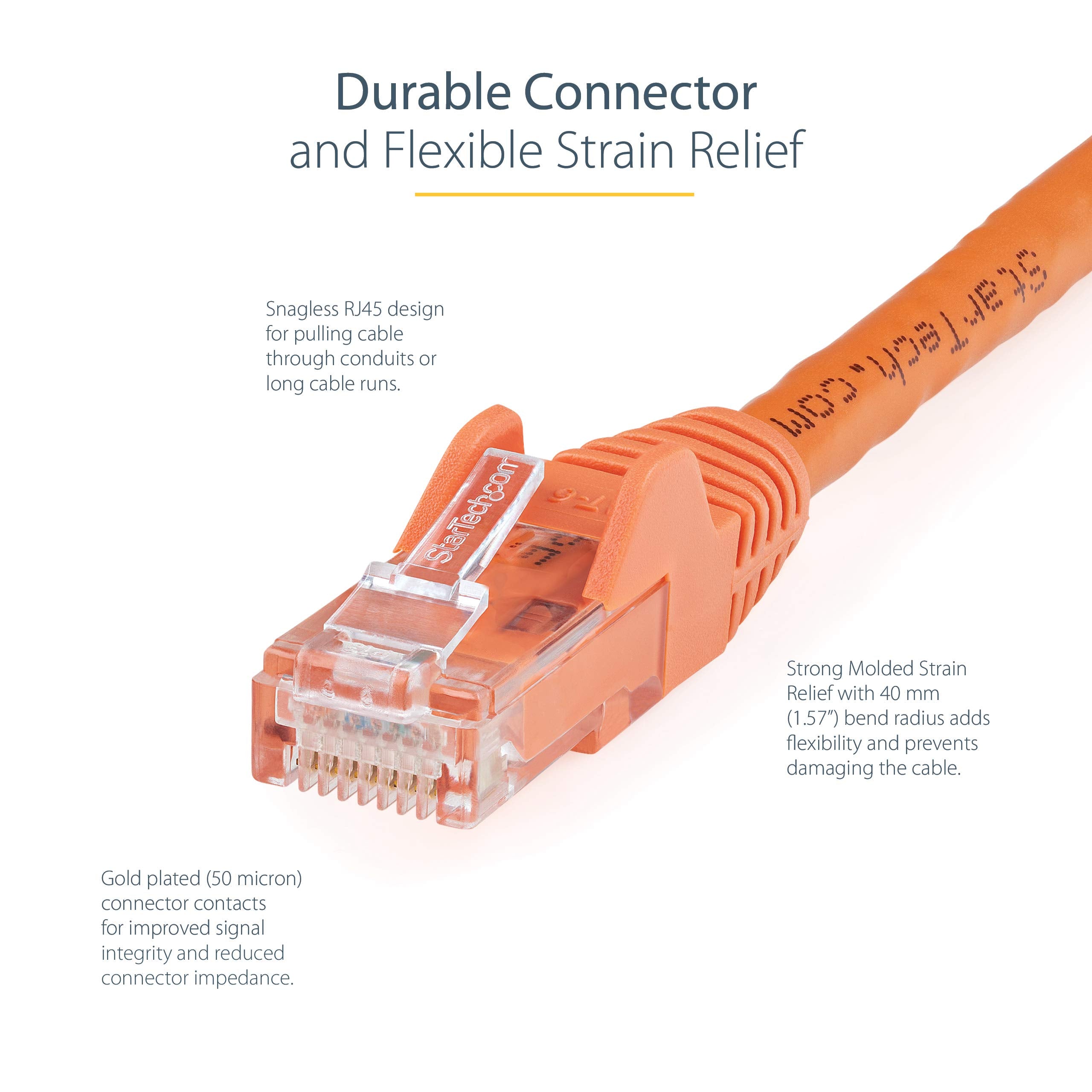 0.5m Orange Snagless Cat6 Patch Cable