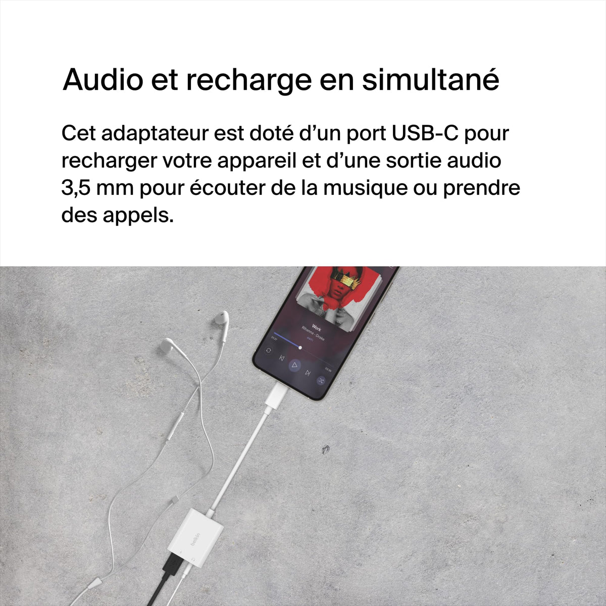 BELKIN Rockstar 3.5mm Audio + USB-C Charge Adapter