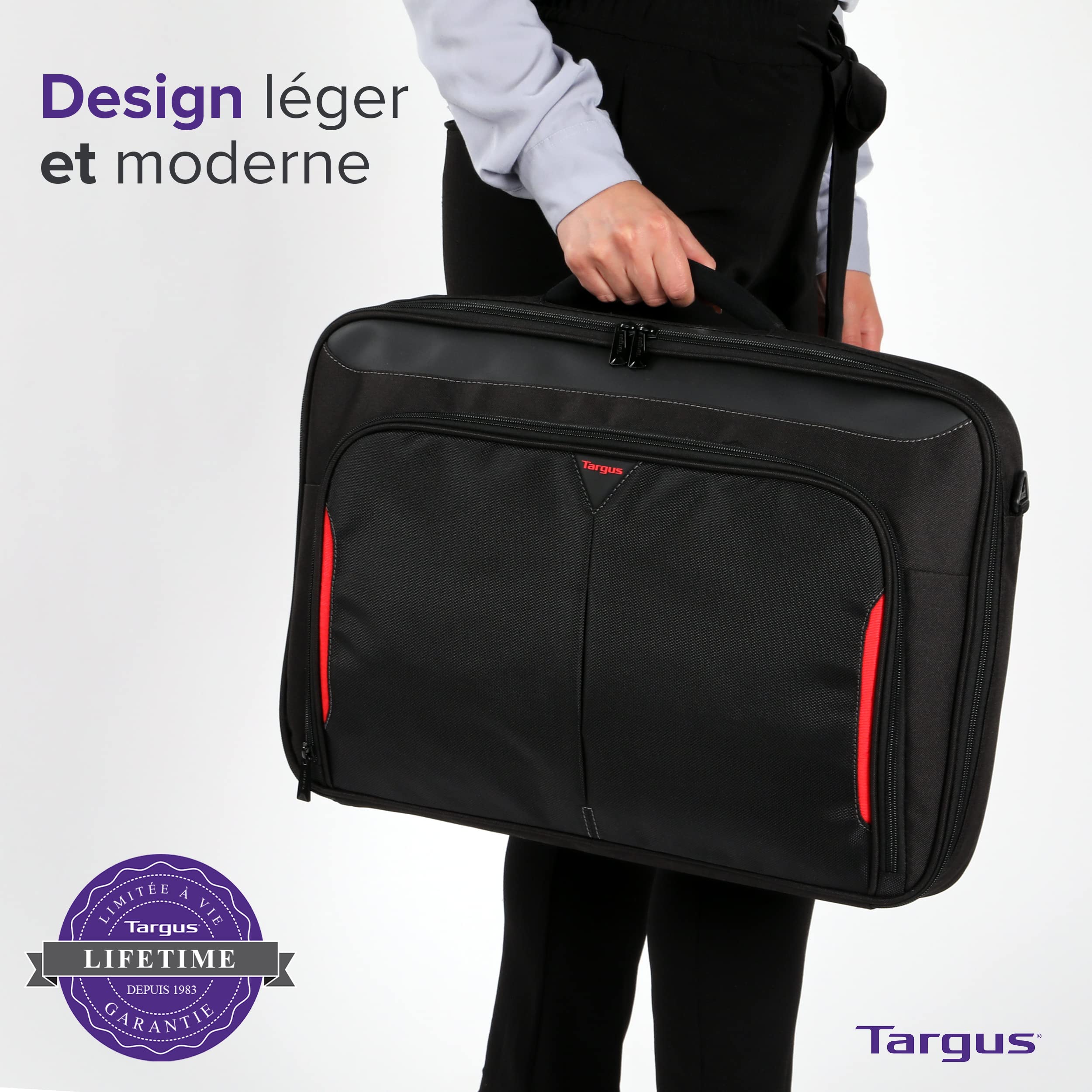 TARGUS sacoche Classic 17-18p Clamshell noire et rouge