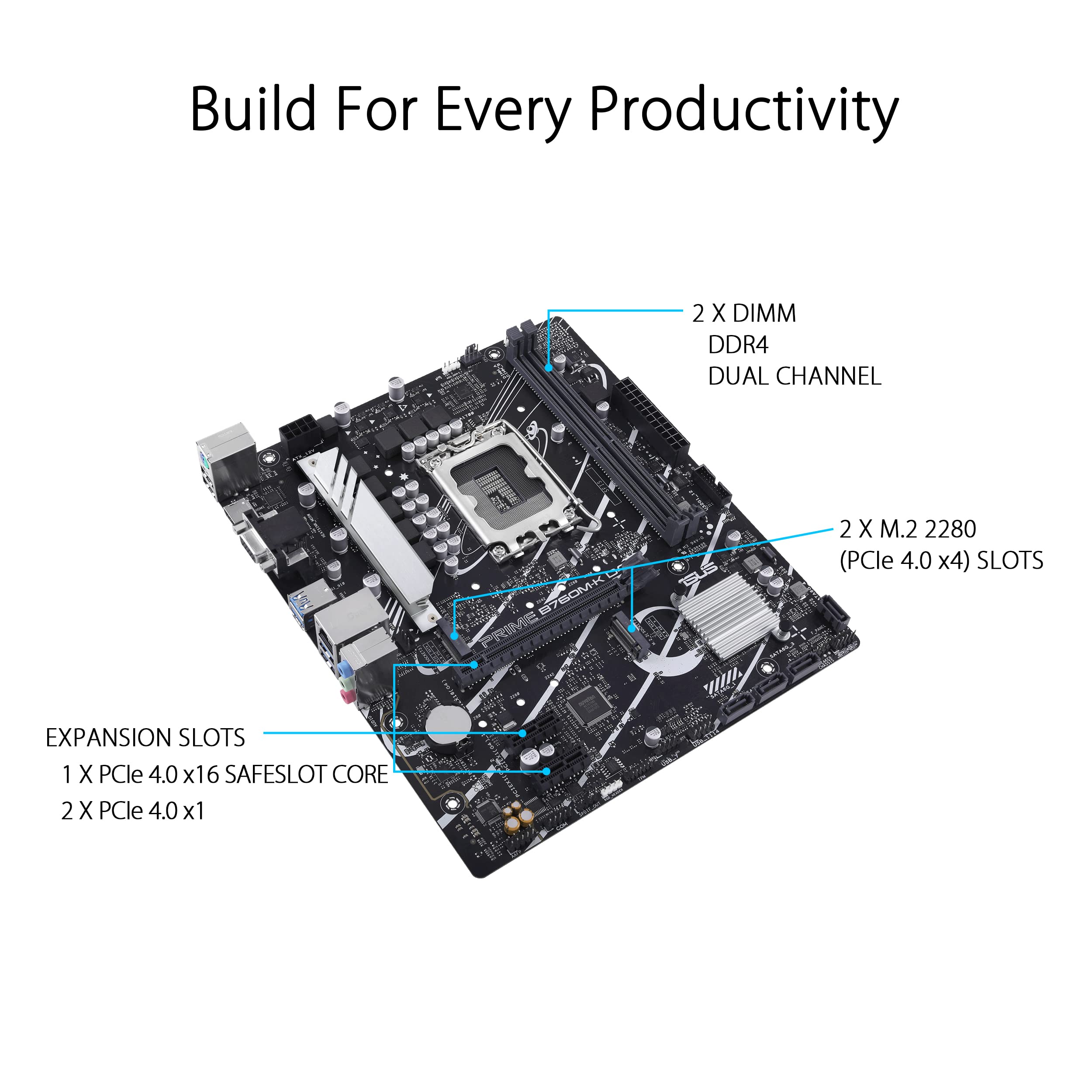 ASUS PRIME B760M-K LGA 1700 2xDDR5 microATX 4xSATA MB 1xHDMI 2.1 1xD-Sub 2xM.2