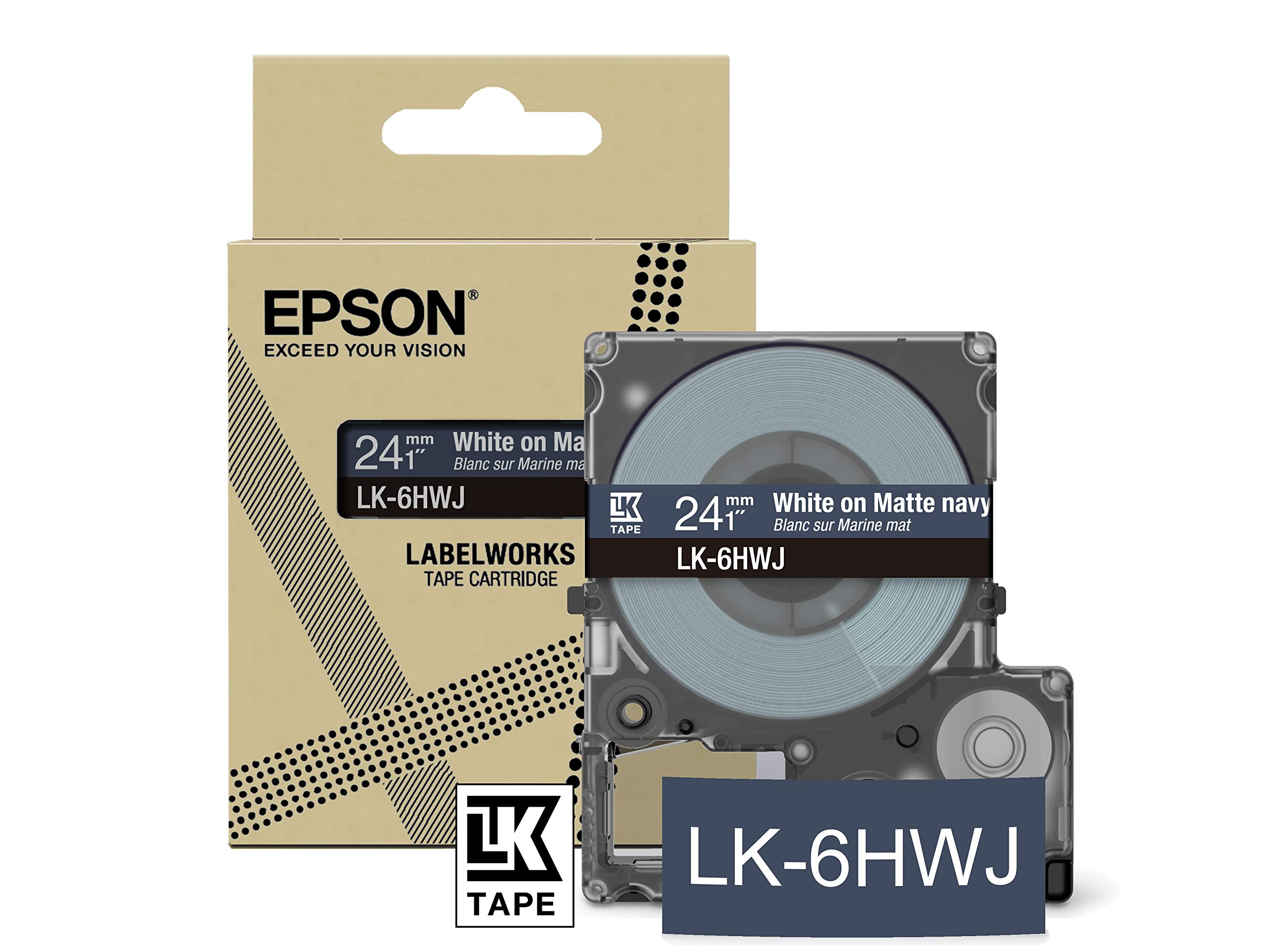 EPSON Matte Tape Navy/White 24mm 8m LK-6HWJ