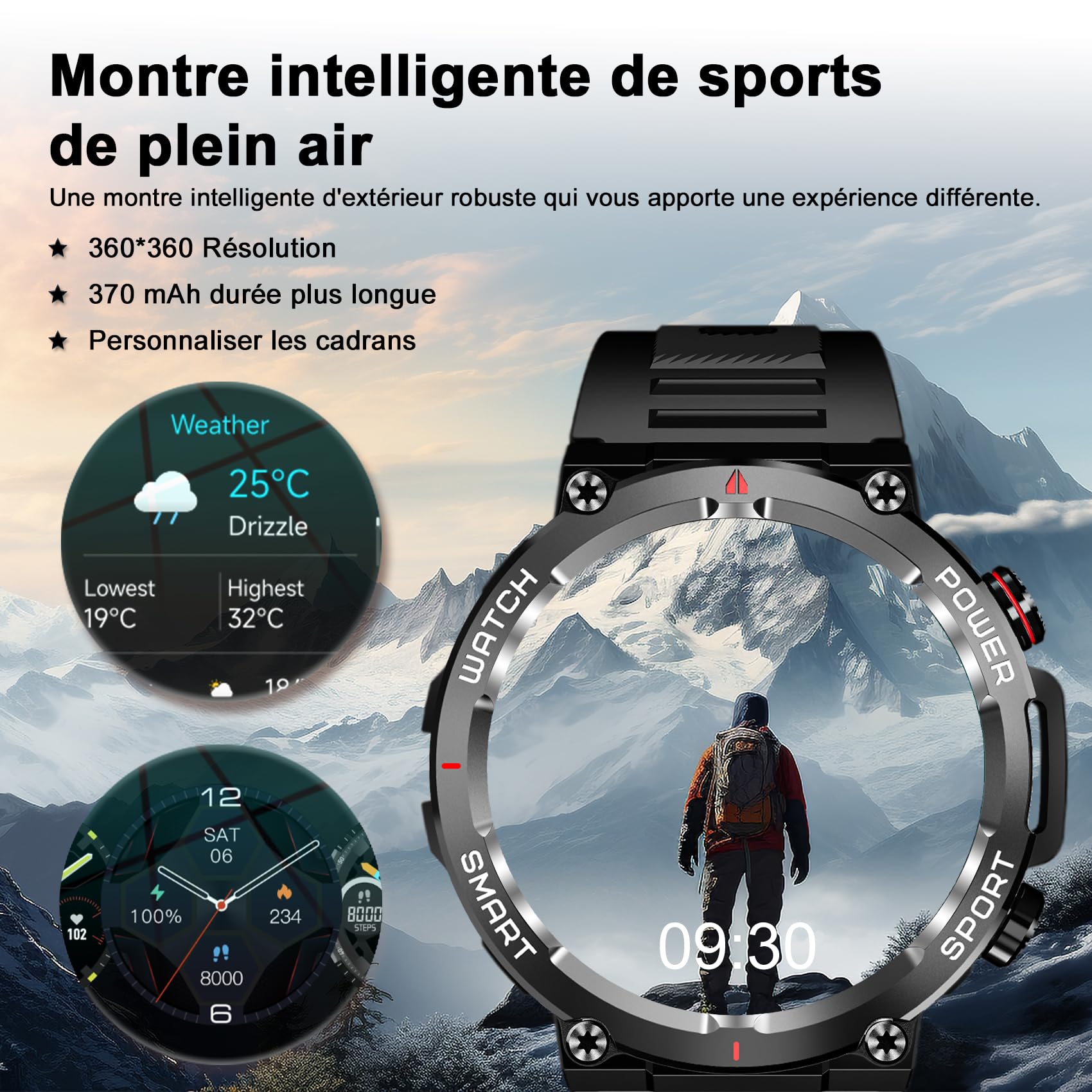 Blackview W50 (Montre Connectée - 1.39'' - Microphone intégré) Noir