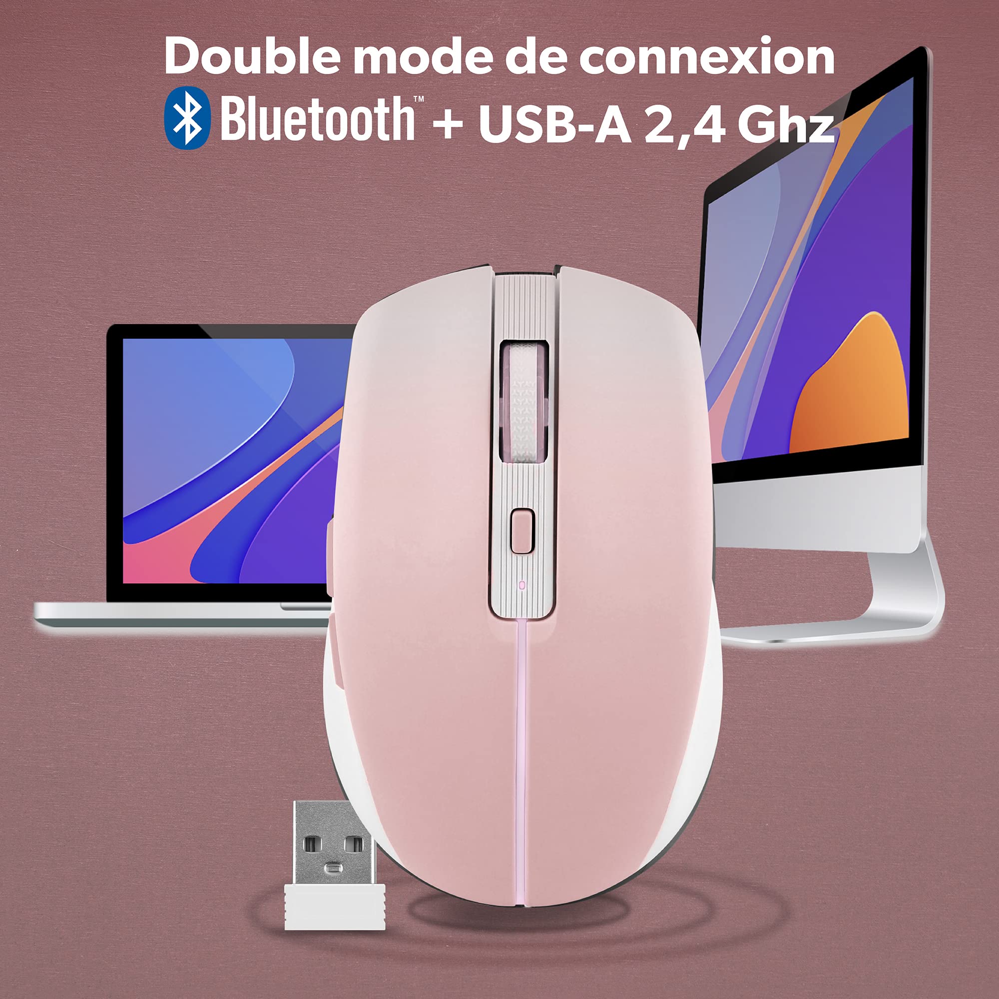 TNB GRADIENT - Dual connect rechargeable colorful wireless mouse - pink