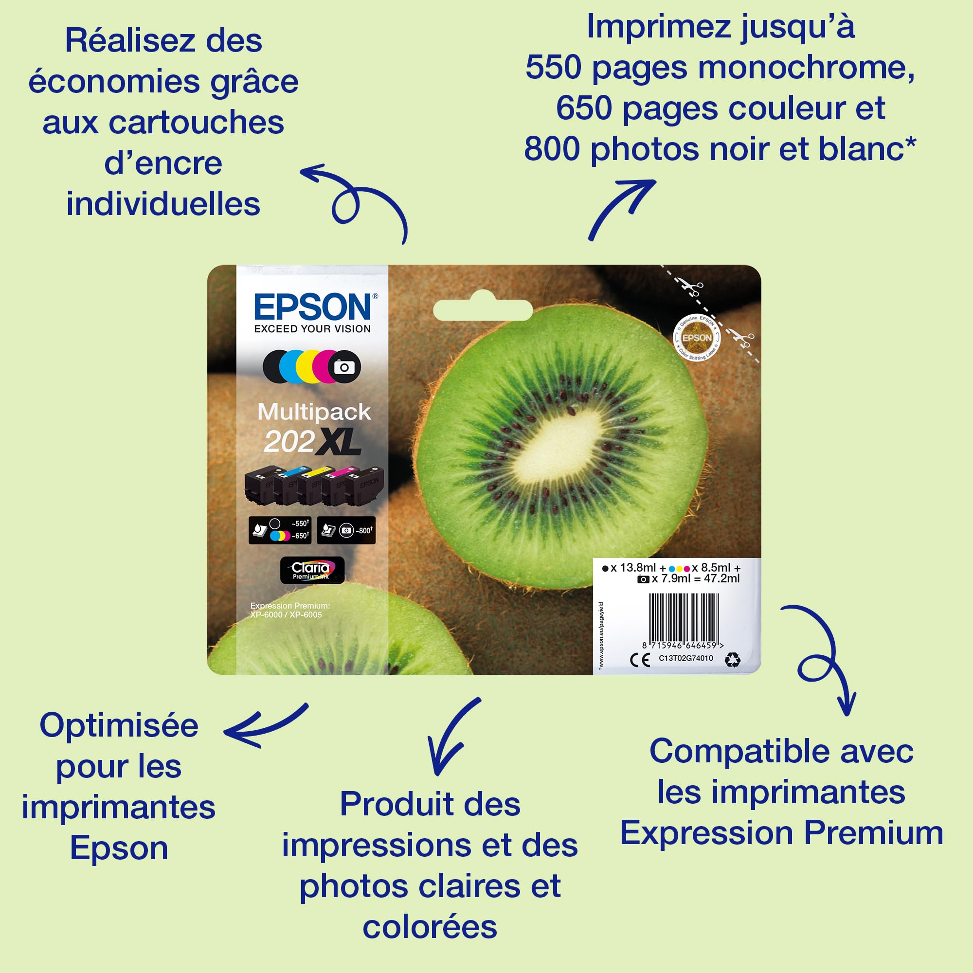 EPSON 1LB Multipack 5-farbig 202 Kiwi Clara Premium Ink