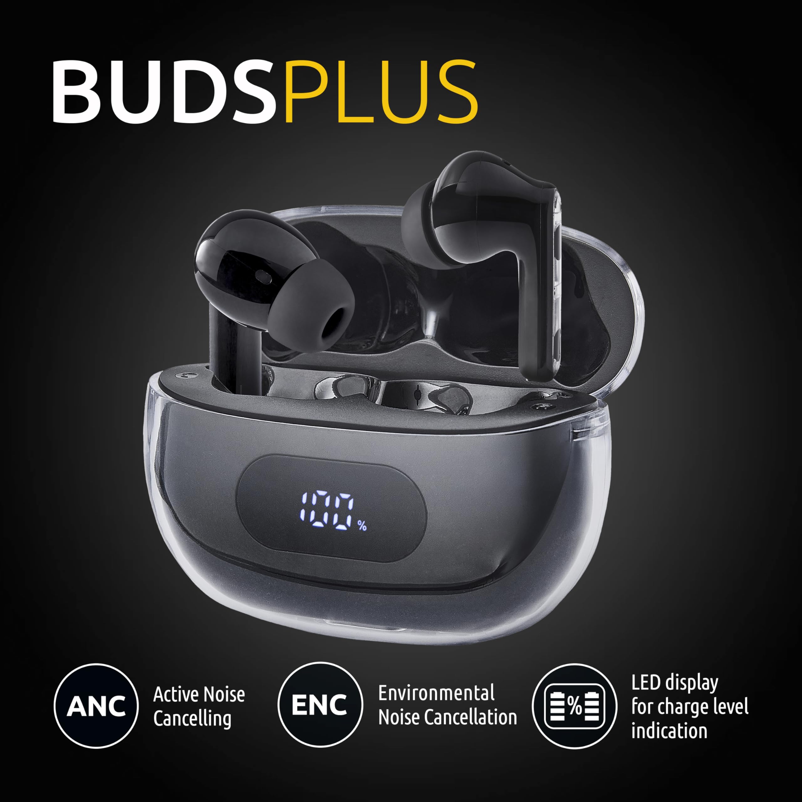 INTENSO Ecouteurs BUDS PLUS sans fil, noirs