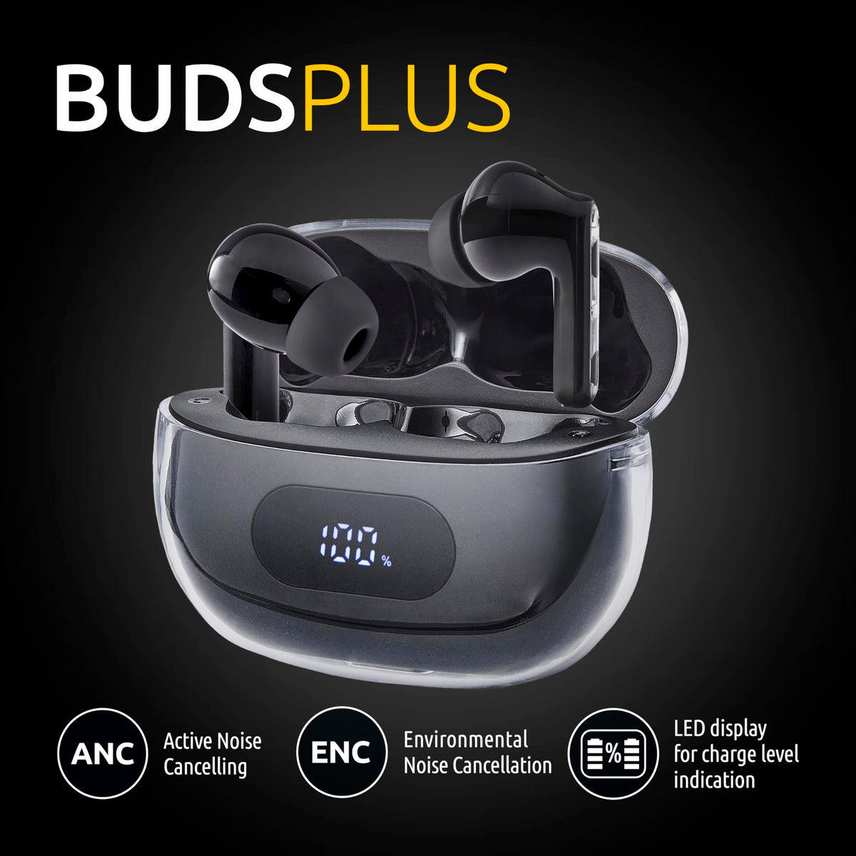 INTENSO Ecouteurs BUDS PLUS sans fil, noirs