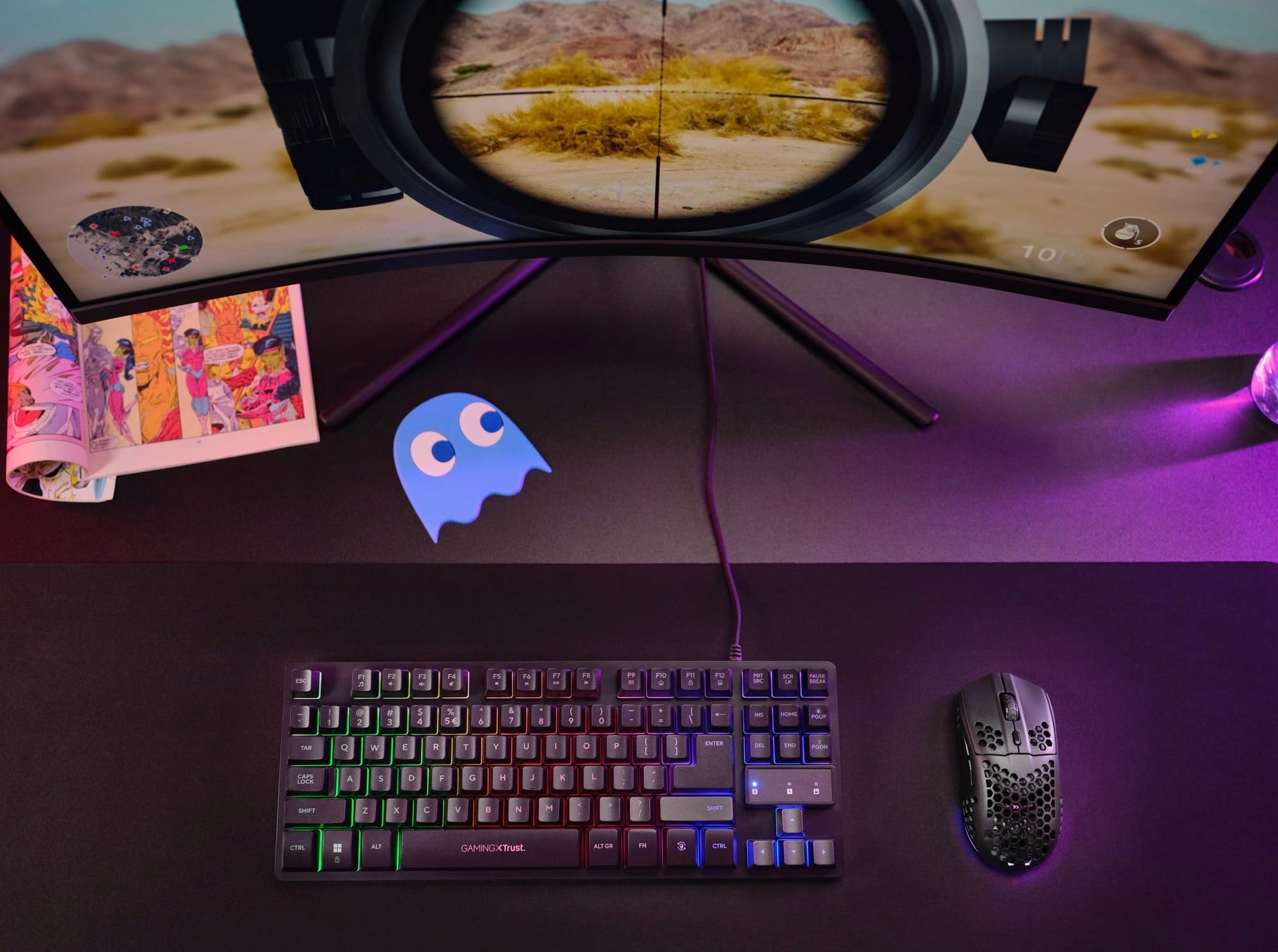 TRUST Souris gaming sans fil HELOX ultra légére - Noire