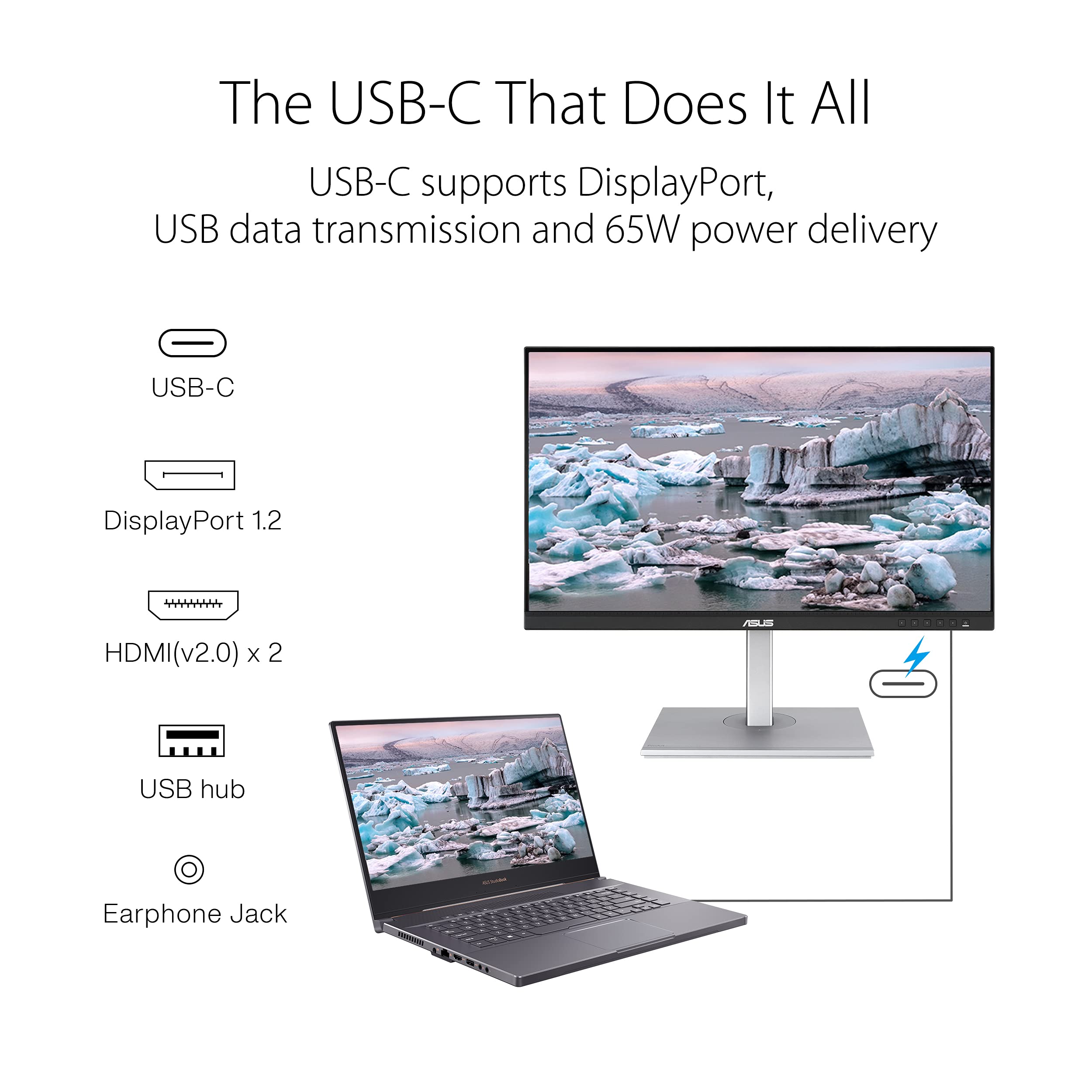 ASUS ProArt PA279CV 27p IPS 4K UHD 3840x2160 60Hz 5ms Adaptive-Sync HDR10 2xHDMI 1xDP 1xUSB Type-C 4xUSB3.0 Black 3YW