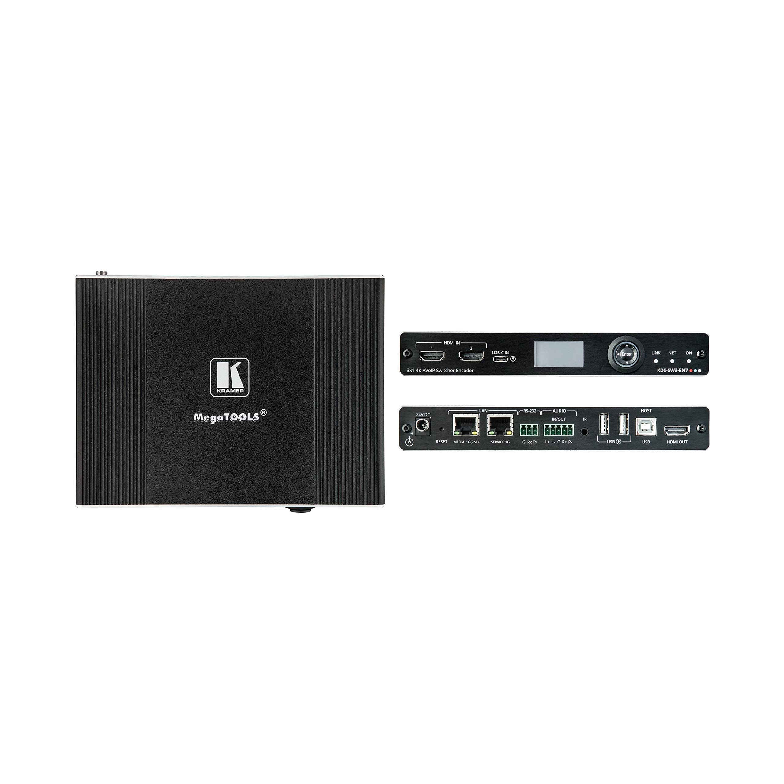 Kramer 1G 4K@60 4:2:0 Auto Switch Encoder with 2 HDMI and USB-C inputs of KDS-6X product family