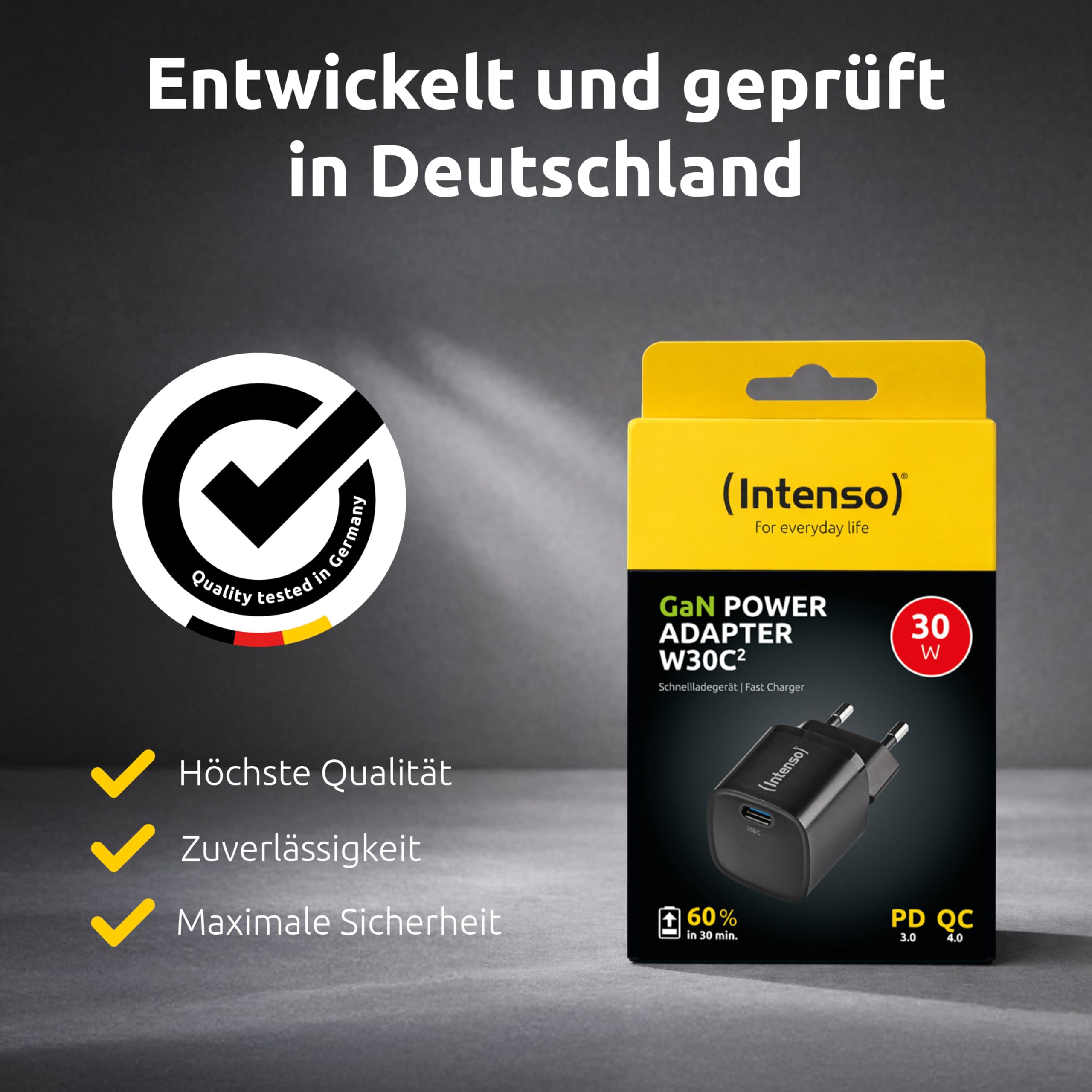 INTENSO CHARGEUR SECTEUR USB TYPE C 30 W GaN - NOIR