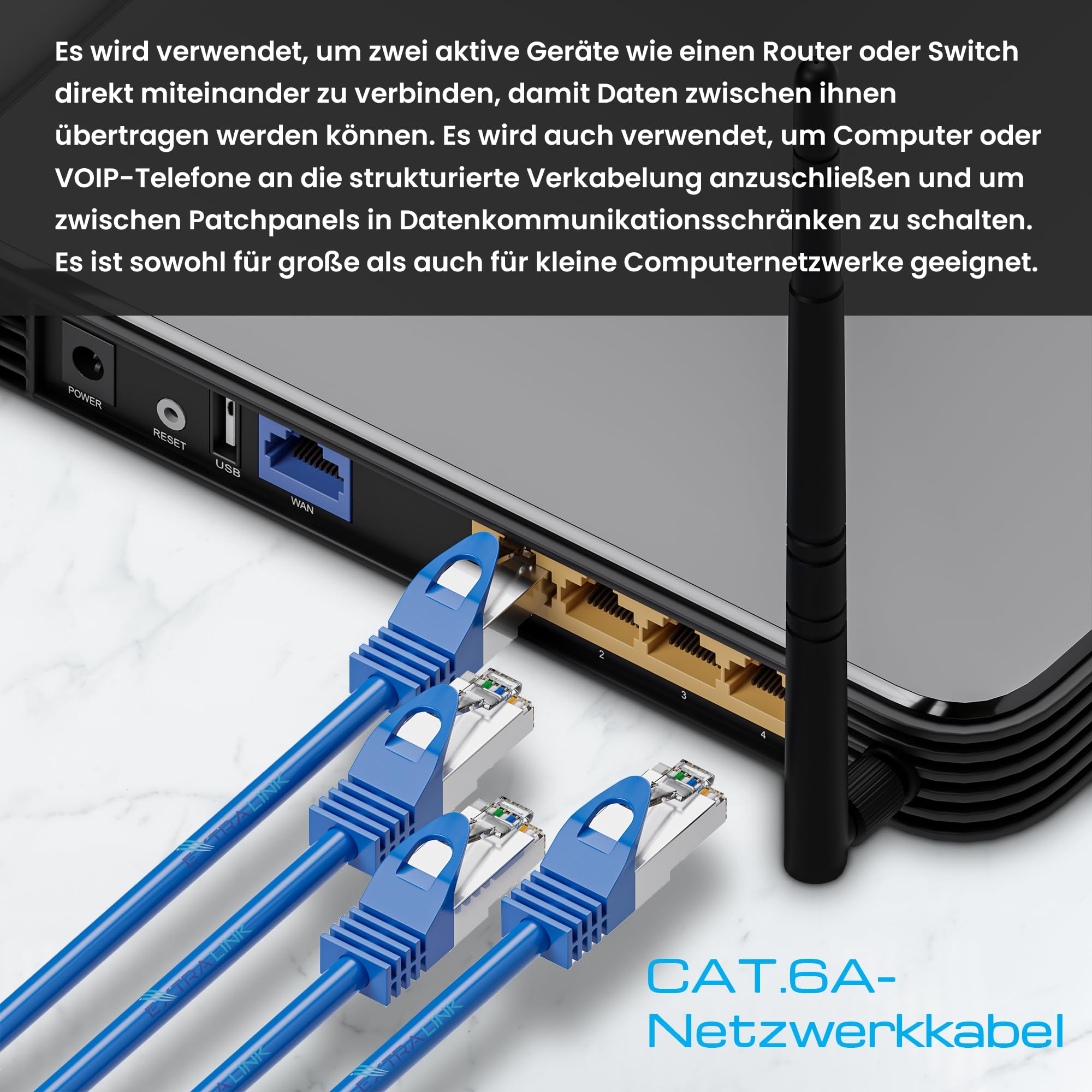 Extralink EX.6549 câble de réseau Bleu Cat6a SF/UTP (S-FTP)