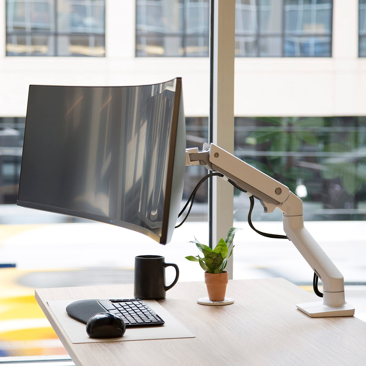 HX Desk Monitor Arm+HD Pivot White