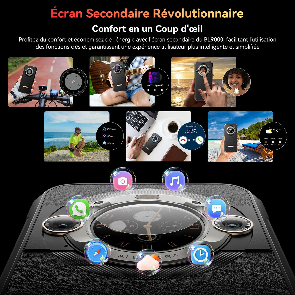 Blackview BL9000 5G (Double Sim - Écran 6.78'' - 512 Go, 12 Go RAM) Noir