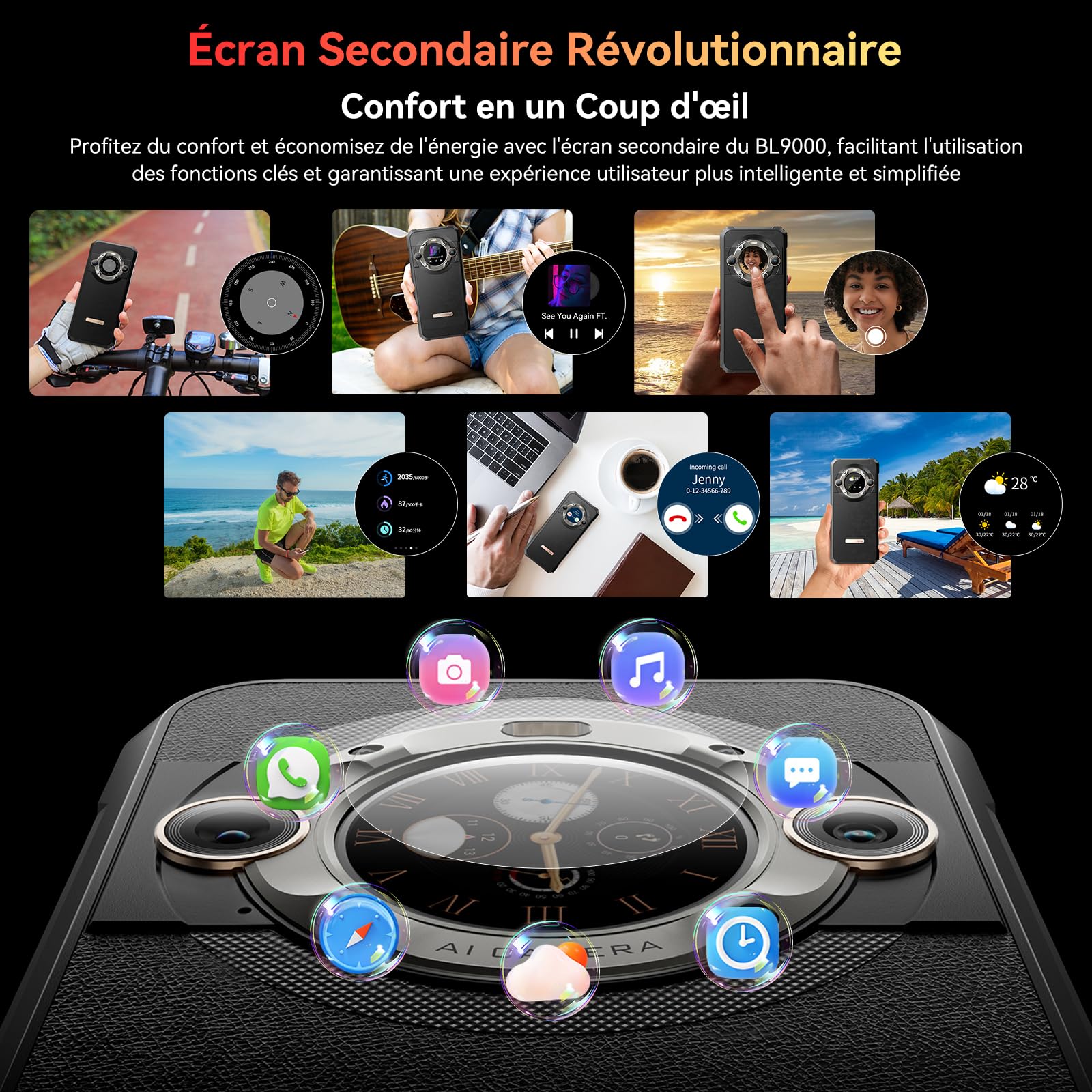 Blackview BL9000 5G (Double Sim - Écran 6.78'' - 512 Go, 12 Go RAM) Noir