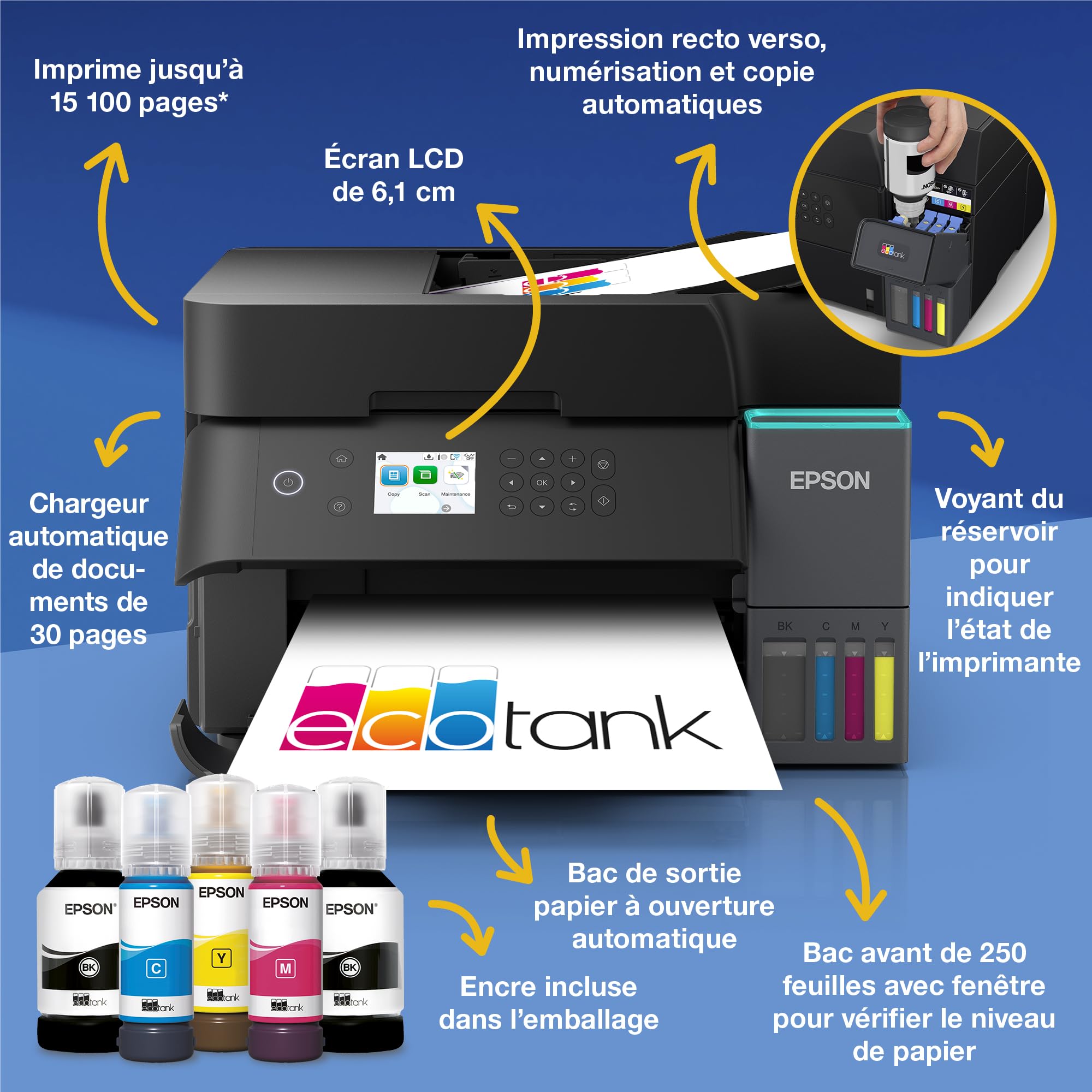 EPSON EcoTank ET-3950 Inkjet MFP A4 18ppm ISO USB WLAN Wi-Fi