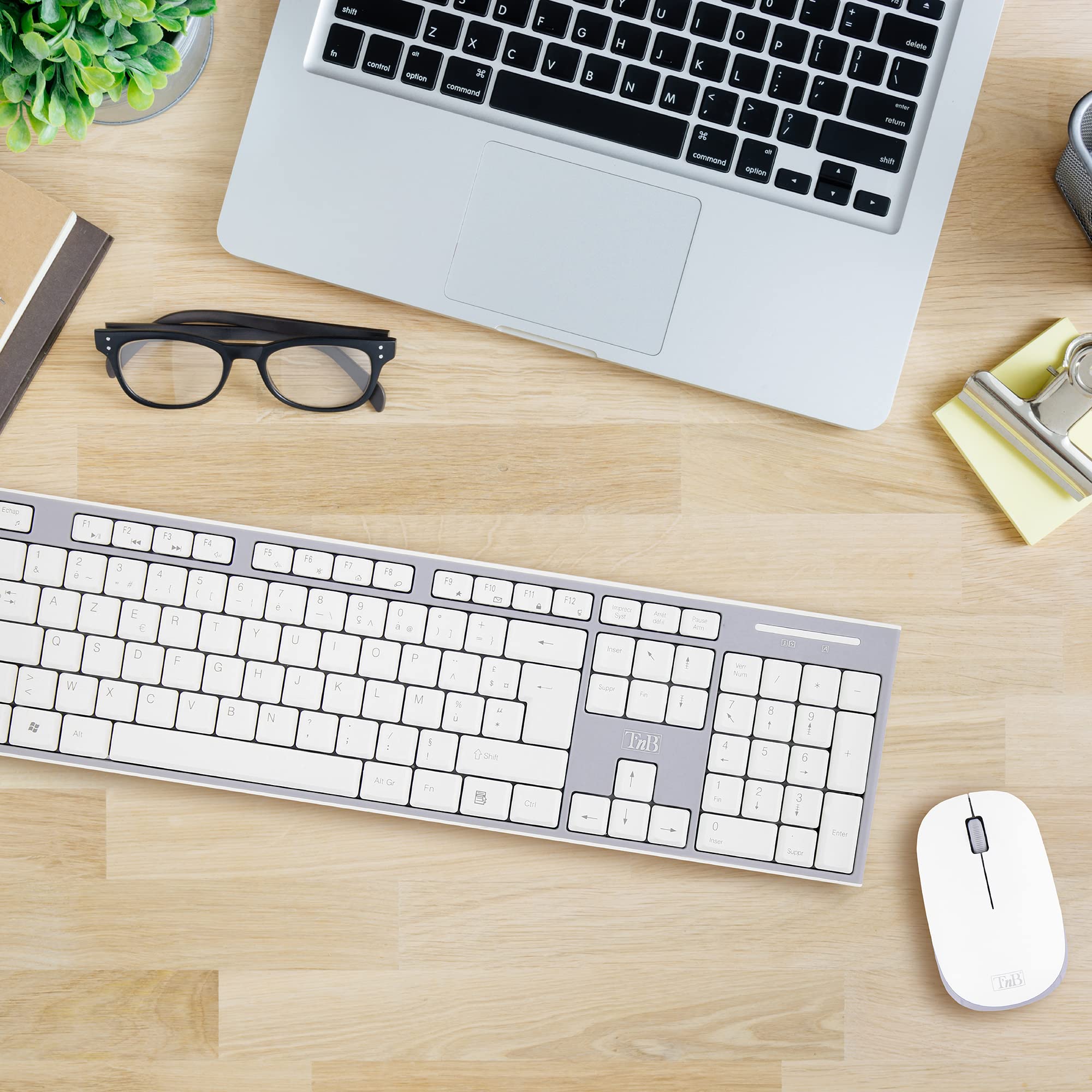 TNB CLASSY Wireless Keyboard/Mouse Combo Azerty High-End Finishes Compact Keyboard With Flat Comfortable And Silent Keys