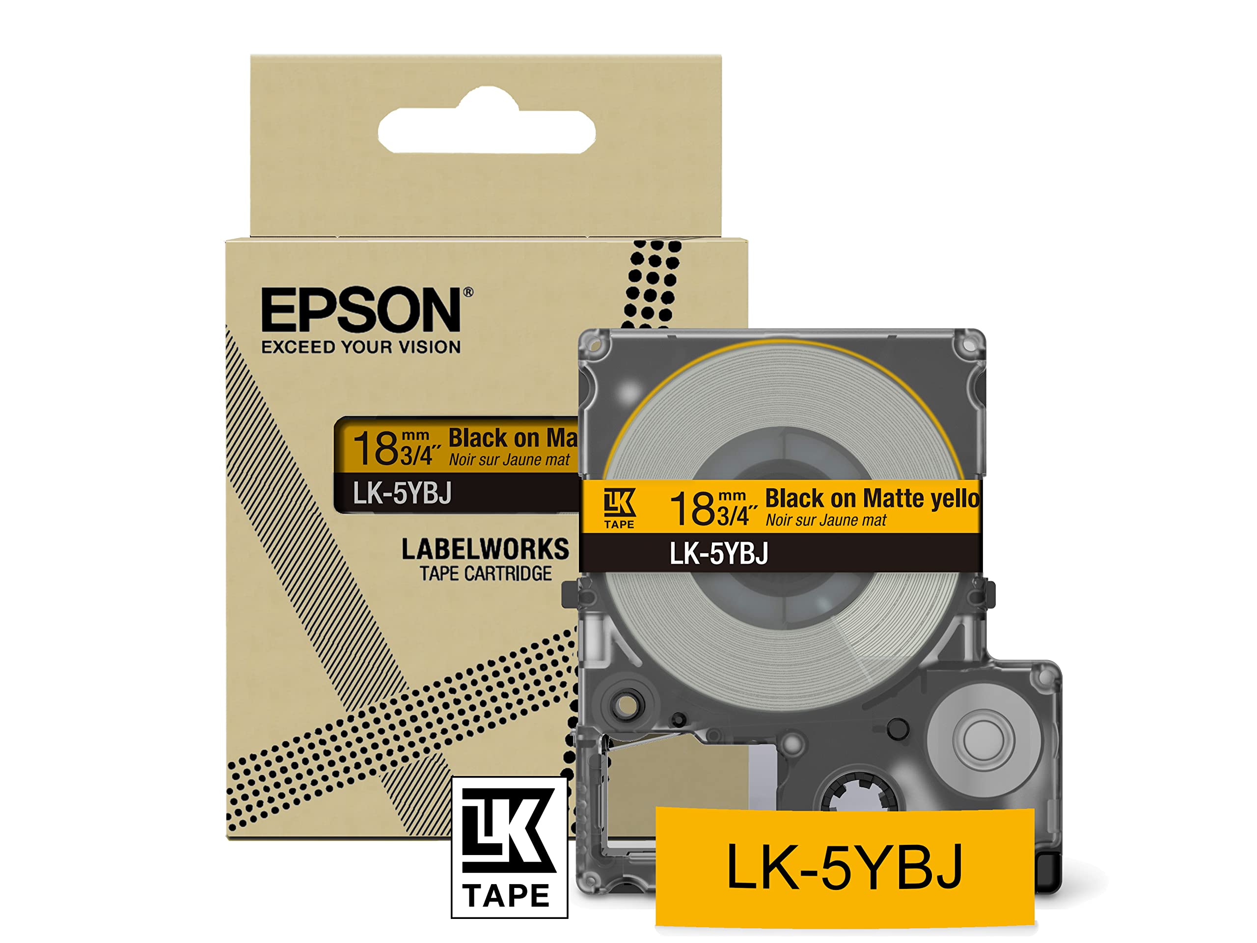 EPSON Matte Tape Yellow/Black 18mm 8m LK-5YBJ
