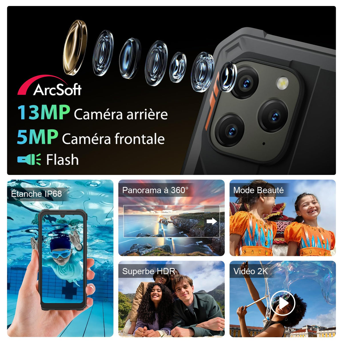 Blackview BV5300 Plus (Double Sim - Ecran de 6.1'' - 128 Go, 8 Go RAM) Orange