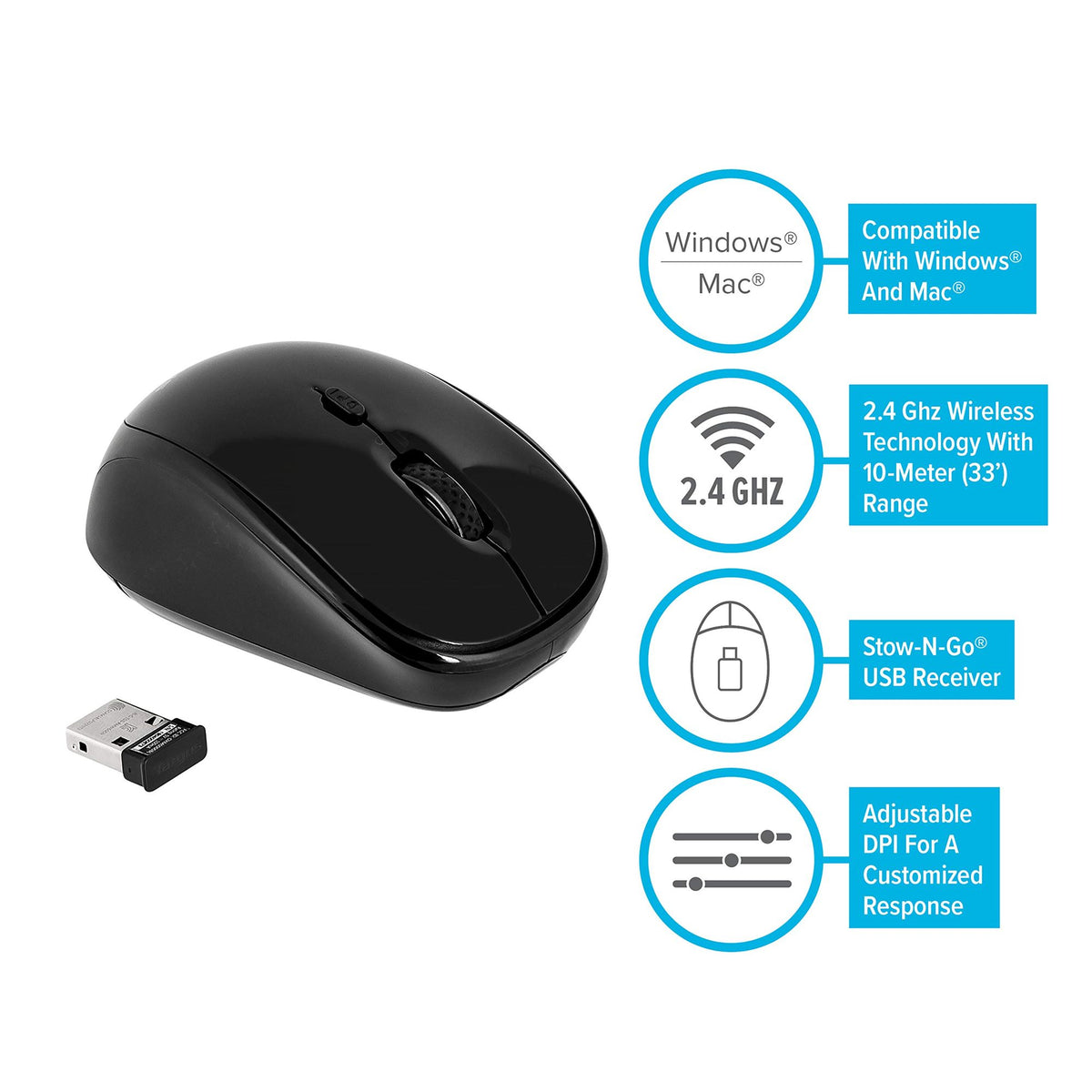 TARGUS Souris Blue Trace sans fil USB Utilisation toutes surfaces - Noire