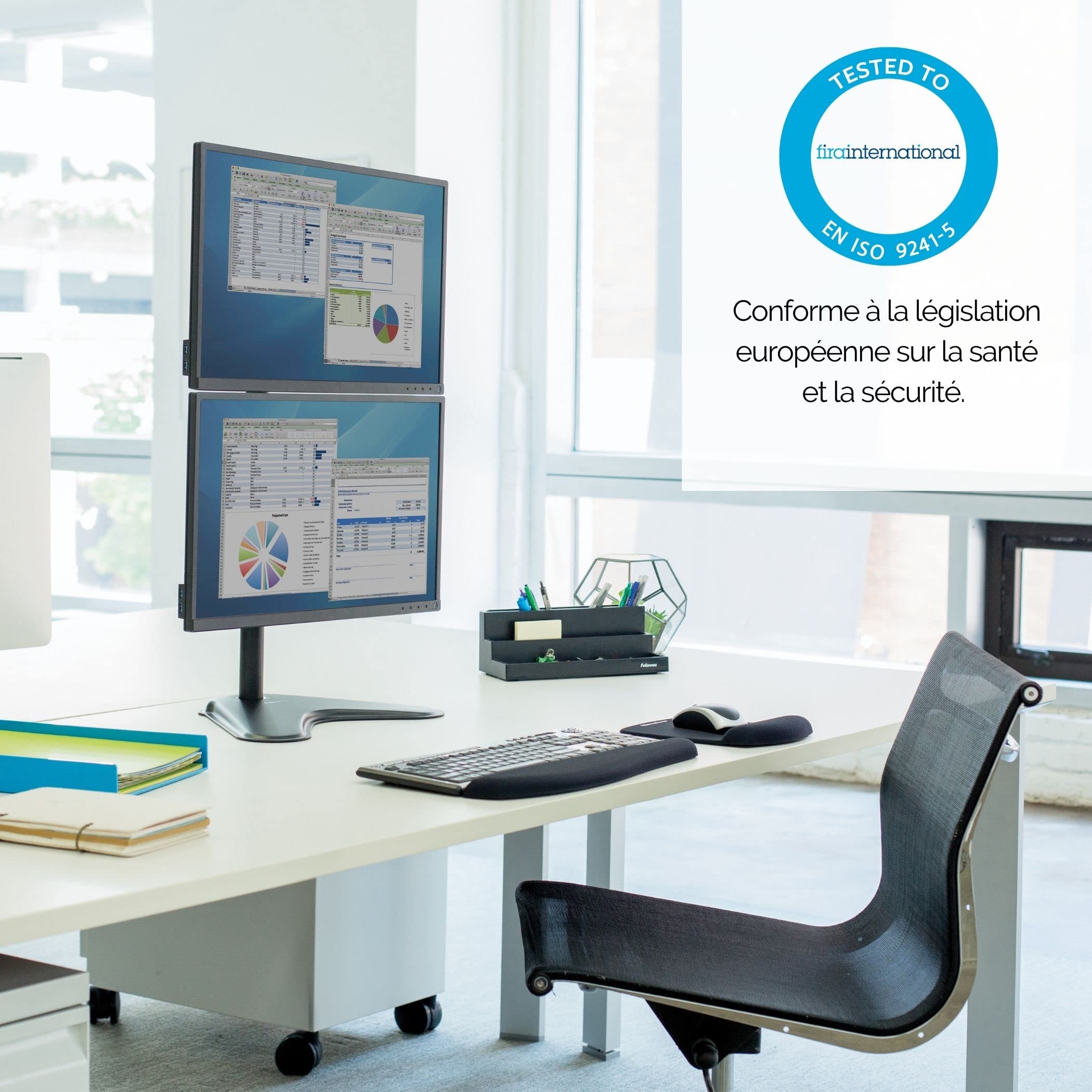 FELLOWES bras double vertical sur pied professional Serie